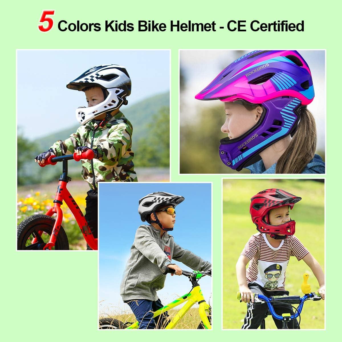 imageROCKBROS Kids Full Face Helmet Kids Bike Helmets Lightweight Toddler Mountain Bike Helmet Detachable for MTB BMX Skating Cycling Scooter Safety Bicycle Helmets for Youth Child Boys Girls Ages 316Black Titanium