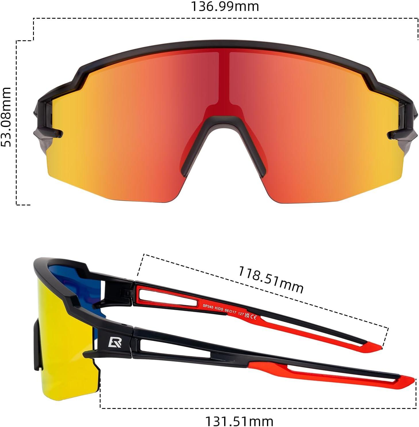 imageROCKBROS Kids Sunglasses Polarized Youth Baseball Sunglasses Cycling Glasses UV400 Sports Glasses for Boys Girls Age 814Black Red