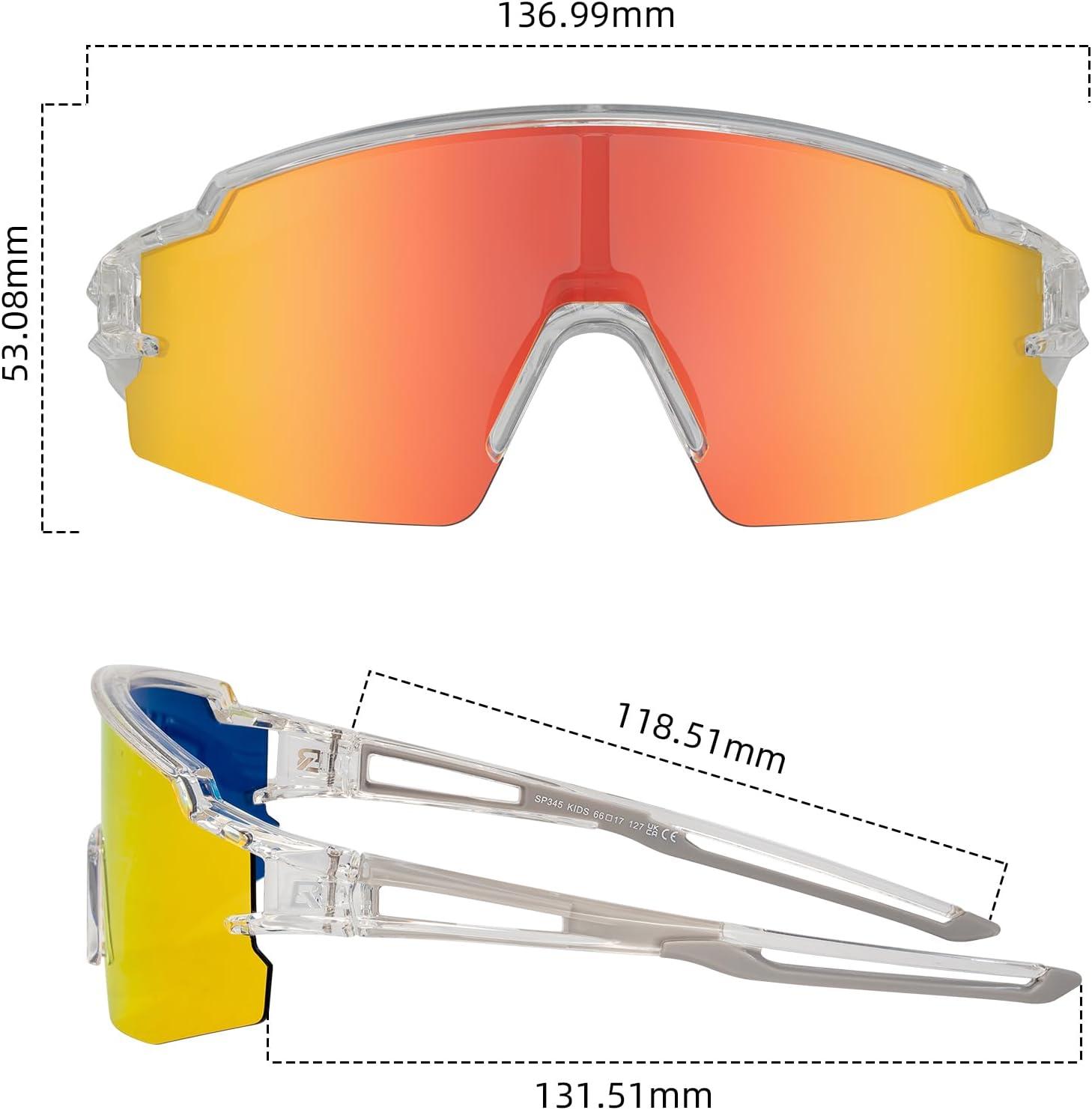 imageROCKBROS Kids Sunglasses Polarized Youth Baseball Sunglasses Cycling Glasses UV400 Sports Glasses for Boys Girls Age 814Grey Red