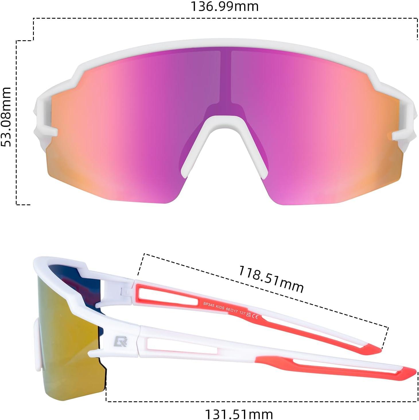imageROCKBROS Kids Sunglasses Polarized Youth Baseball Sunglasses Cycling Glasses UV400 Sports Glasses for Boys Girls Age 814White Pink