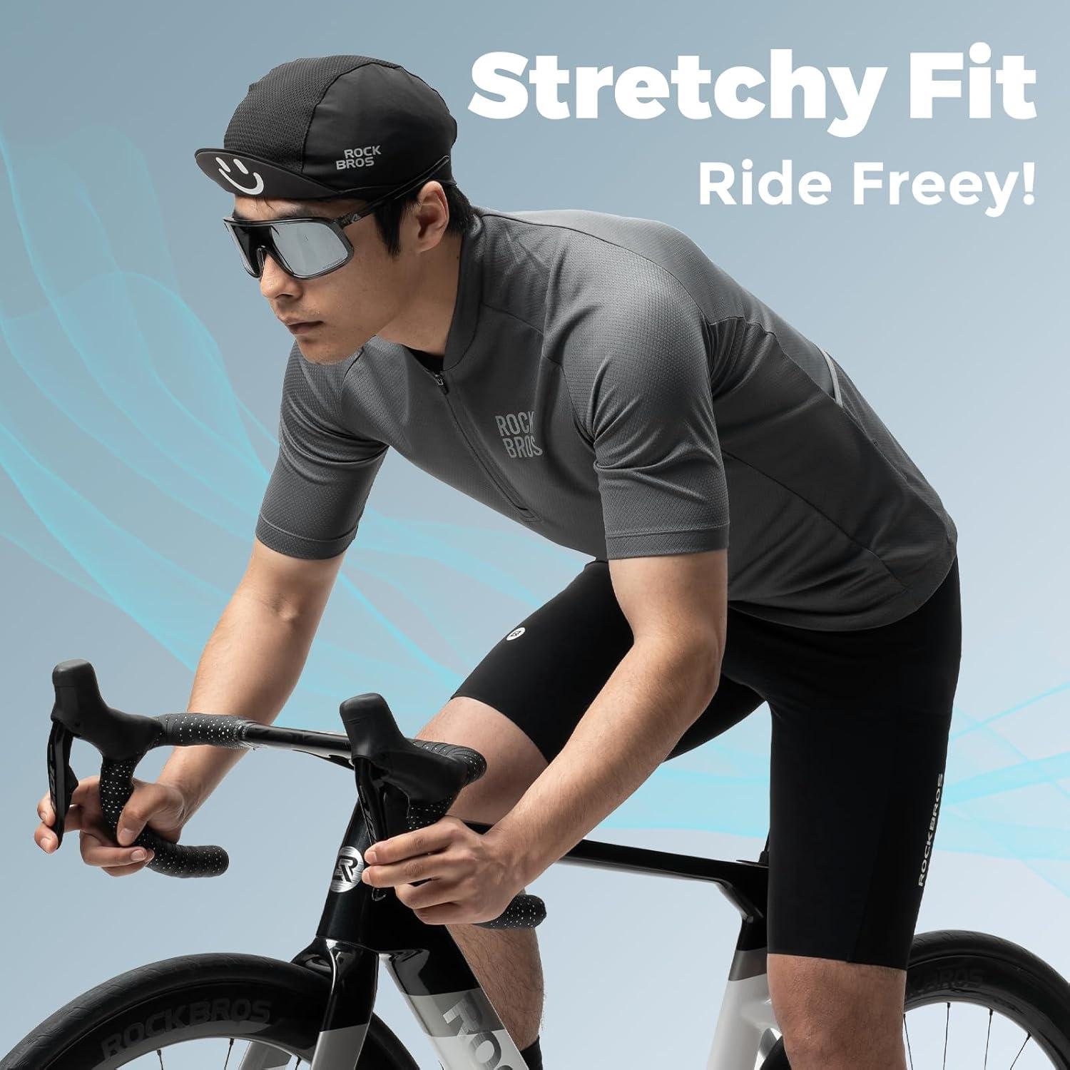 imageROCKBROS Mens Cycling Jersey Short Sleeve Road Bike Shirt with 3 Rear Pockets Breathable Quick Dry Bicycle ShirtDark Gray