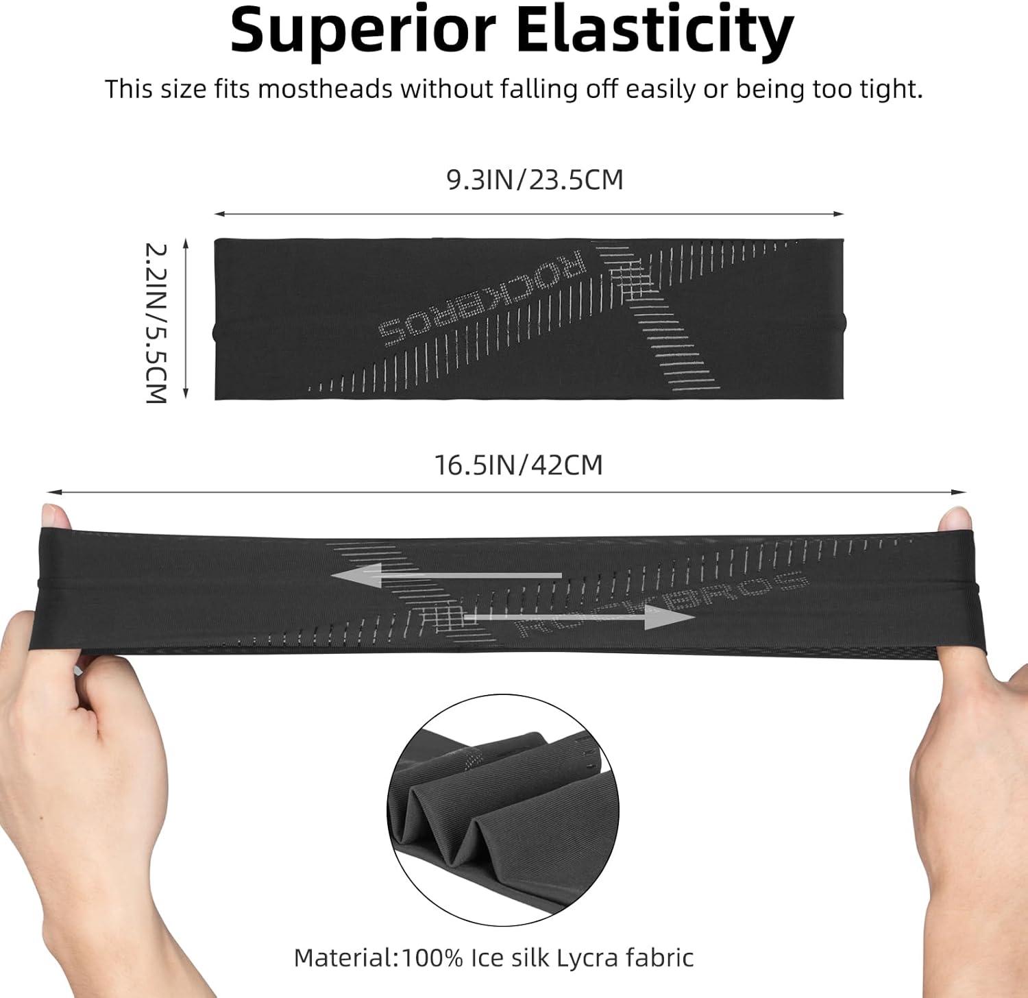 imageROCKBROS Mens Headband Running Elastic NonSlip Sweat Bands Soft Fabric Head Bands for Women Yoga Workout Basketballblack 2pack