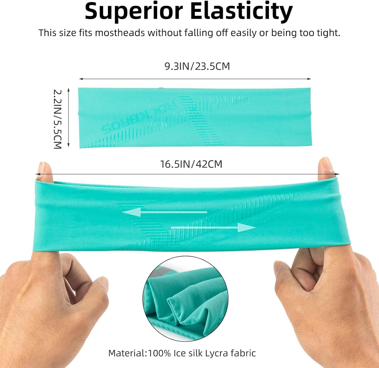 imageROCKBROS Mens Headband Running Elastic NonSlip Sweat Bands Soft Fabric Head Bands for Women Yoga Workout Basketballblue 2pack
