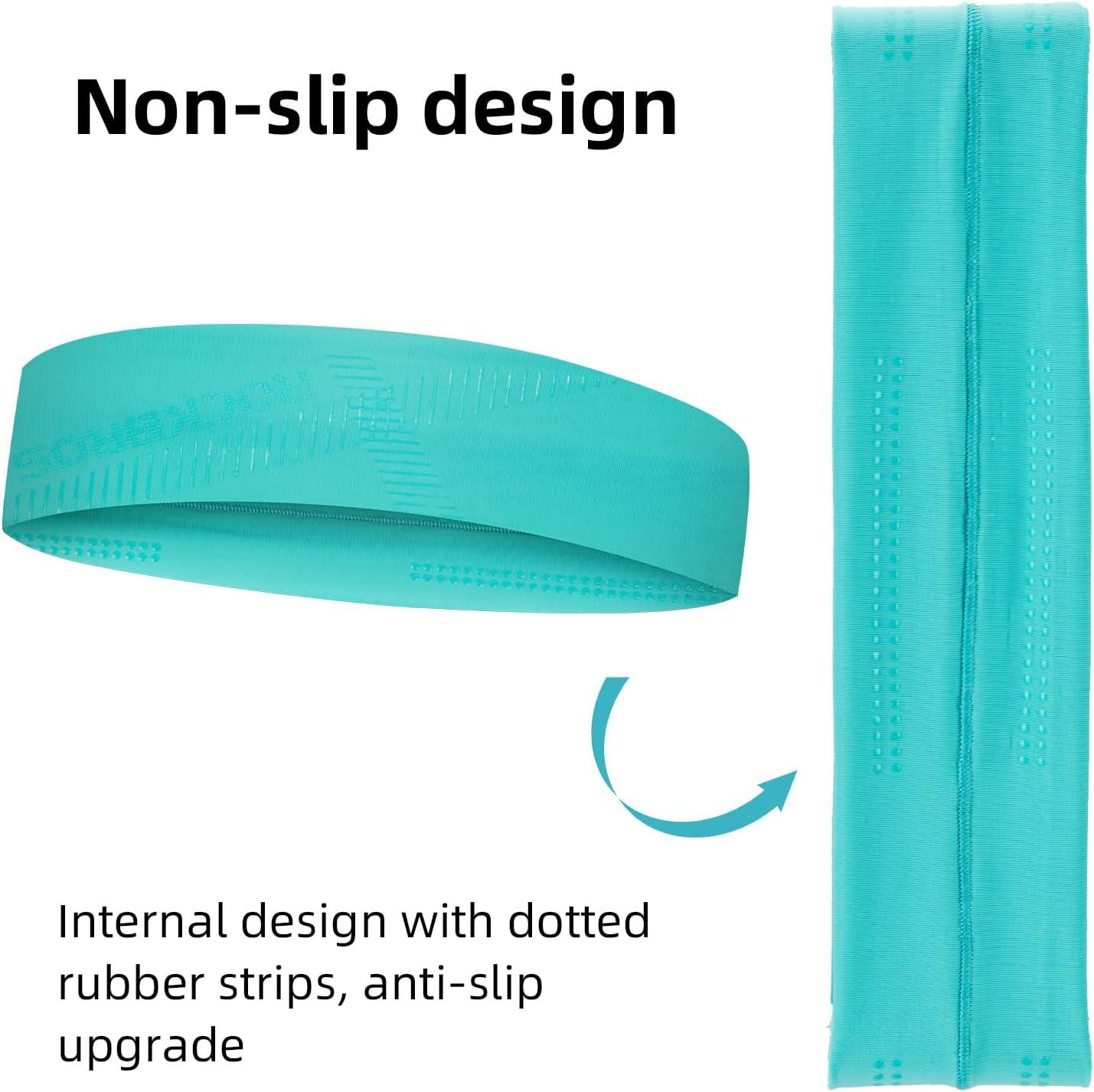 imageROCKBROS Mens Headband Running Elastic NonSlip Sweat Bands Soft Fabric Head Bands for Women Yoga Workout Basketballblue 2pack