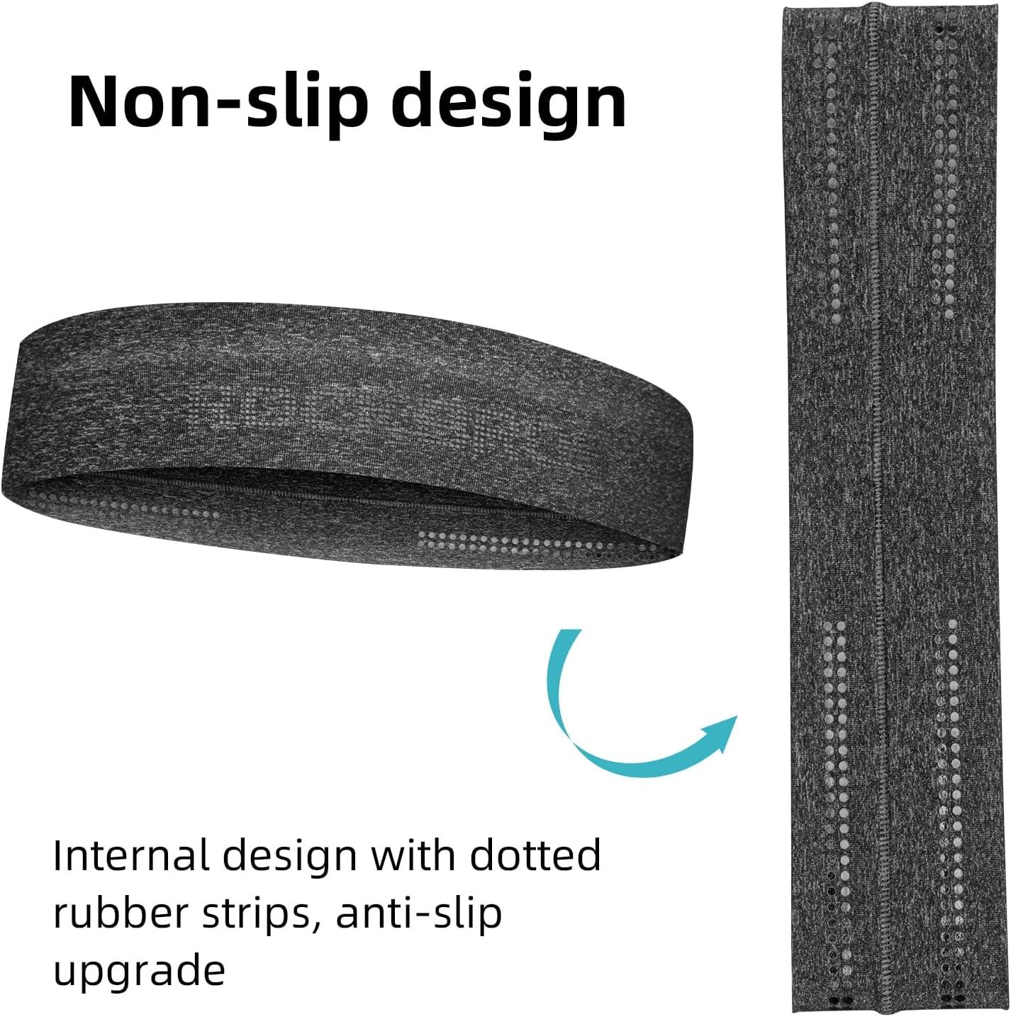 imageROCKBROS Mens Headband Running Elastic NonSlip Sweat Bands Soft Fabric Head Bands for Women Yoga Workout Basketballgrey 2pack
