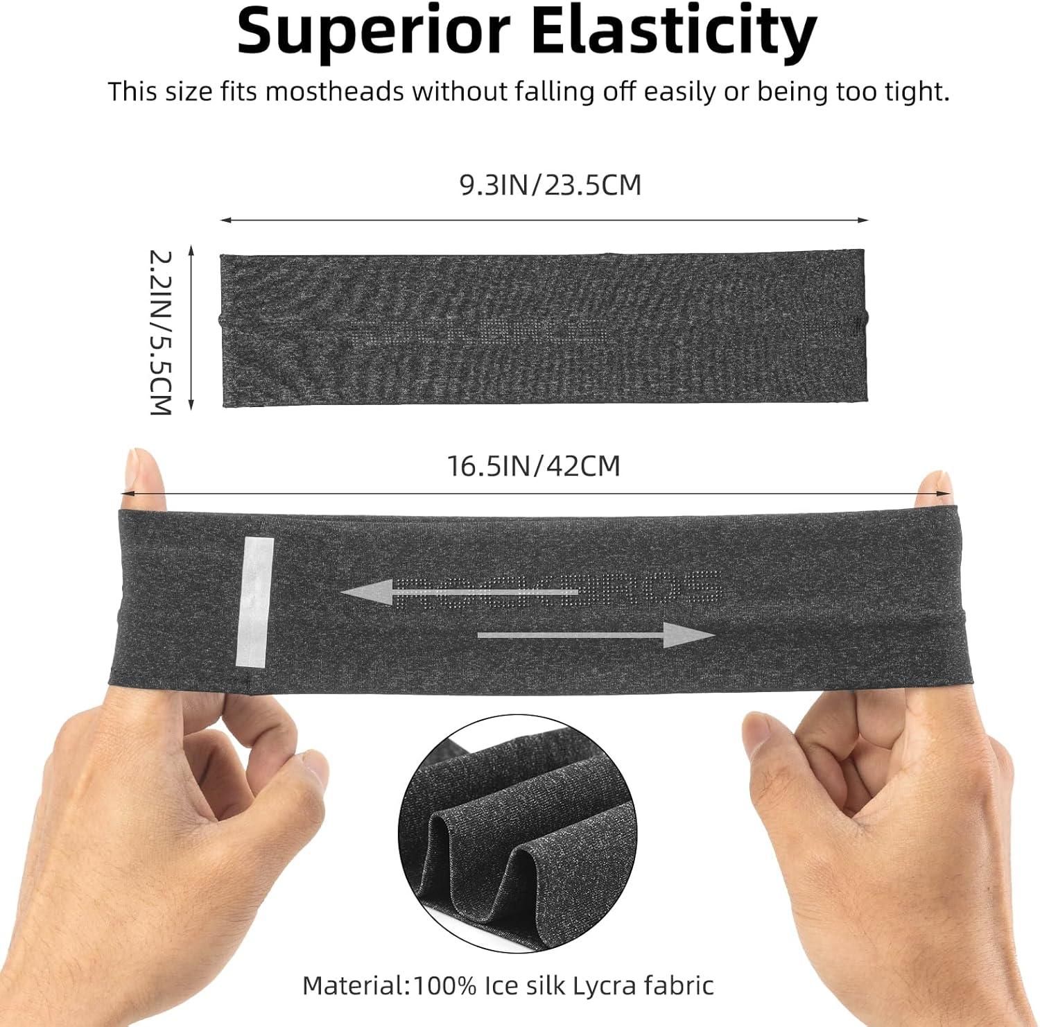 imageROCKBROS Mens Headband Running Elastic NonSlip Sweat Bands Soft Fabric Head Bands for Women Yoga Workout Basketballgrey 2pack