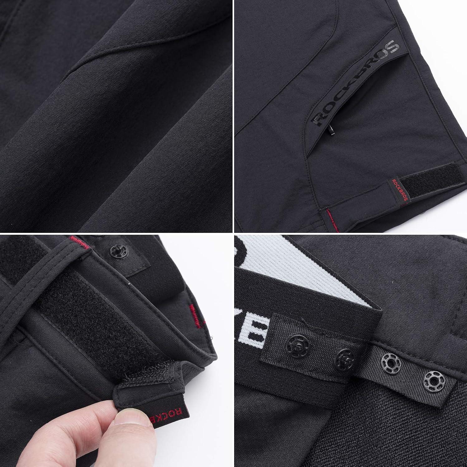 imageROCKBROS Mens Mountain Bike Shorts with Detachable 4D Padded Liner HookampLoop Waist amp Zipper Pocket Lightweight BaggyBlack