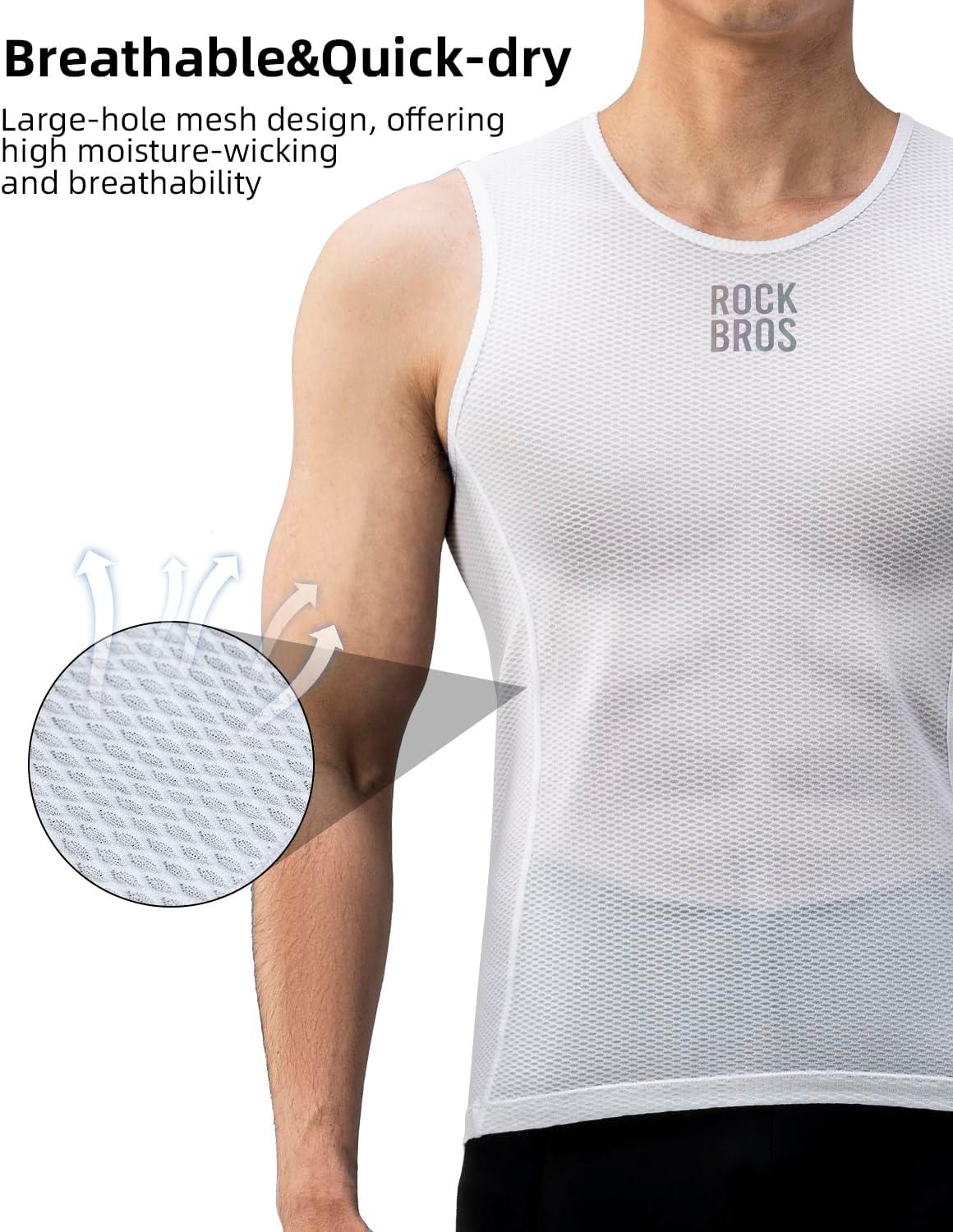 imageROCKBROS Mens Sleeveless Cycling Undershirt Quick Dry Breathable Bicycle JerseysWhite1