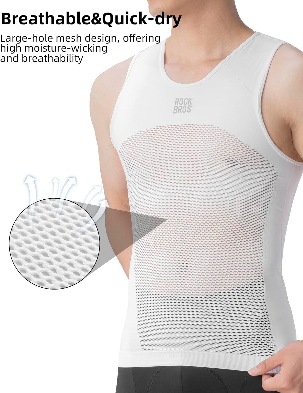 imageROCKBROS Mens Sleeveless Cycling Undershirt Quick Dry Breathable Bicycle JerseysWhite2