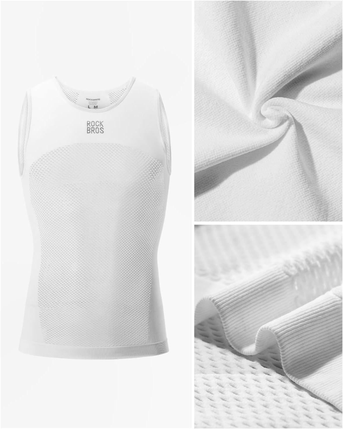 imageROCKBROS Mens Sleeveless Cycling Undershirt Quick Dry Breathable Bicycle JerseysWhite2