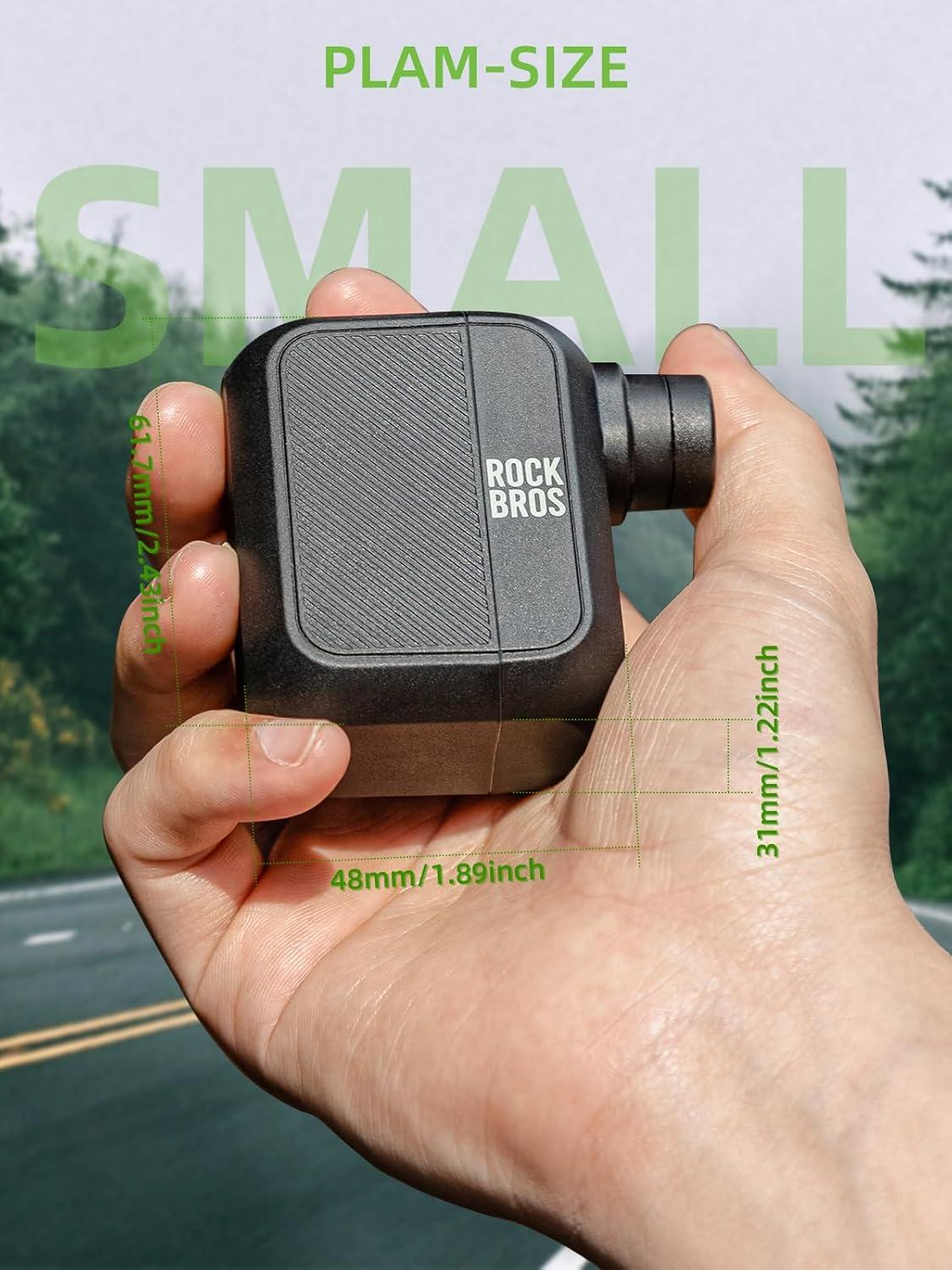 imageROCKBROS Mini Bike Pump Portable Bike Tire Pump 100PSI Electric Bike Pump Mini Air Pump Tire Inflator Rechargeable with Presta Schrader Valve