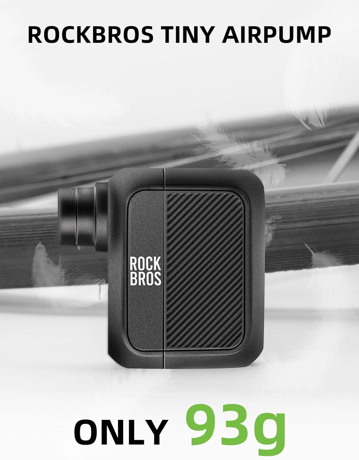 imageROCKBROS Mini Bike Pump Portable Bike Tire Pump 100PSI Electric Bike Pump Mini Air Pump Tire Inflator Rechargeable with Presta Schrader Valve
