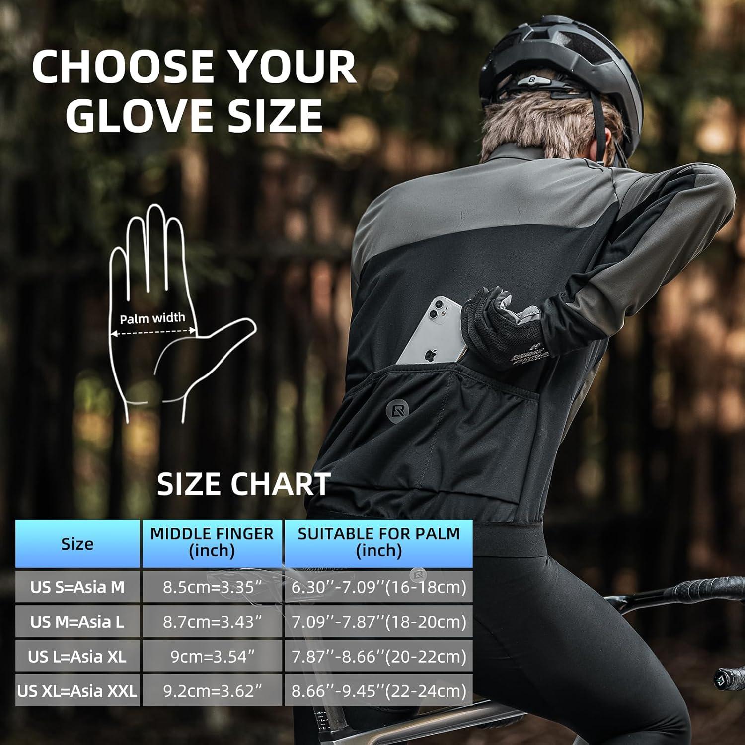 imageROCKBROS Mountain Bike Gloves for Men Cycling Glove Touch Screen AntiSlip Gloves Breathable Knitted Full Finger Bicycle Gloves for MTB Road Biking Outdoor Working Black Reflective Spring AutumnUS MAsia L
