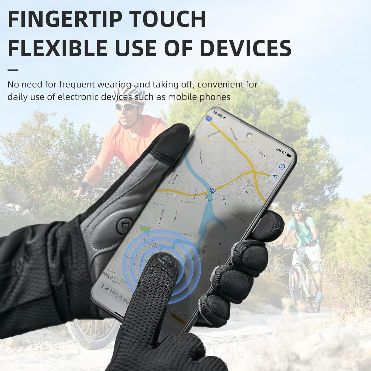 imageROCKBROS Mountain Bike Gloves for Men Cycling Glove Touch Screen AntiSlip Gloves Breathable Knitted Full Finger Bicycle Gloves for MTB Road Biking Outdoor Working Black Reflective Spring AutumnUS SAsia M