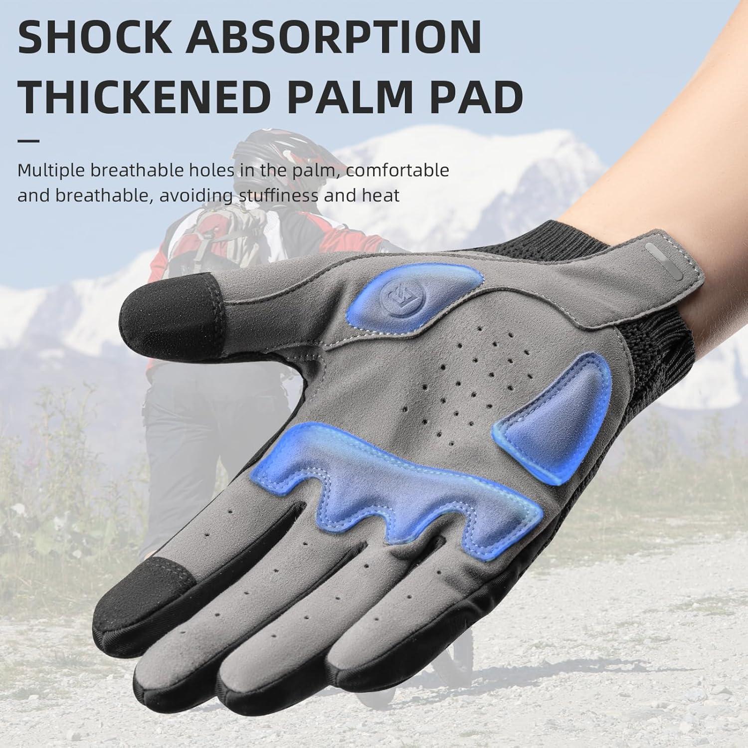 imageROCKBROS Mountain Bike Gloves for Men Cycling Glove Touch Screen AntiSlip Gloves Breathable Knitted Full Finger Bicycle Gloves for MTB Road Biking Outdoor Working Black Reflective Spring AutumnUS MAsia L
