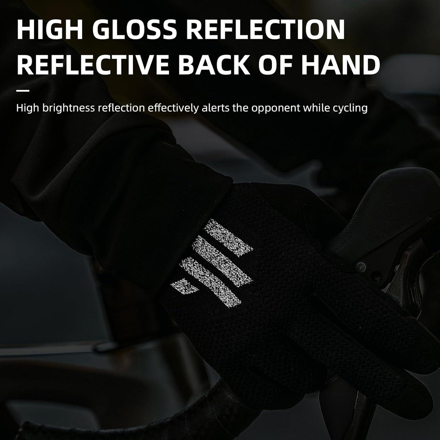 imageROCKBROS Mountain Bike Gloves for Men Cycling Glove Touch Screen AntiSlip Gloves Breathable Knitted Full Finger Bicycle Gloves for MTB Road Biking Outdoor Working Black Reflective Spring AutumnUS SAsia M