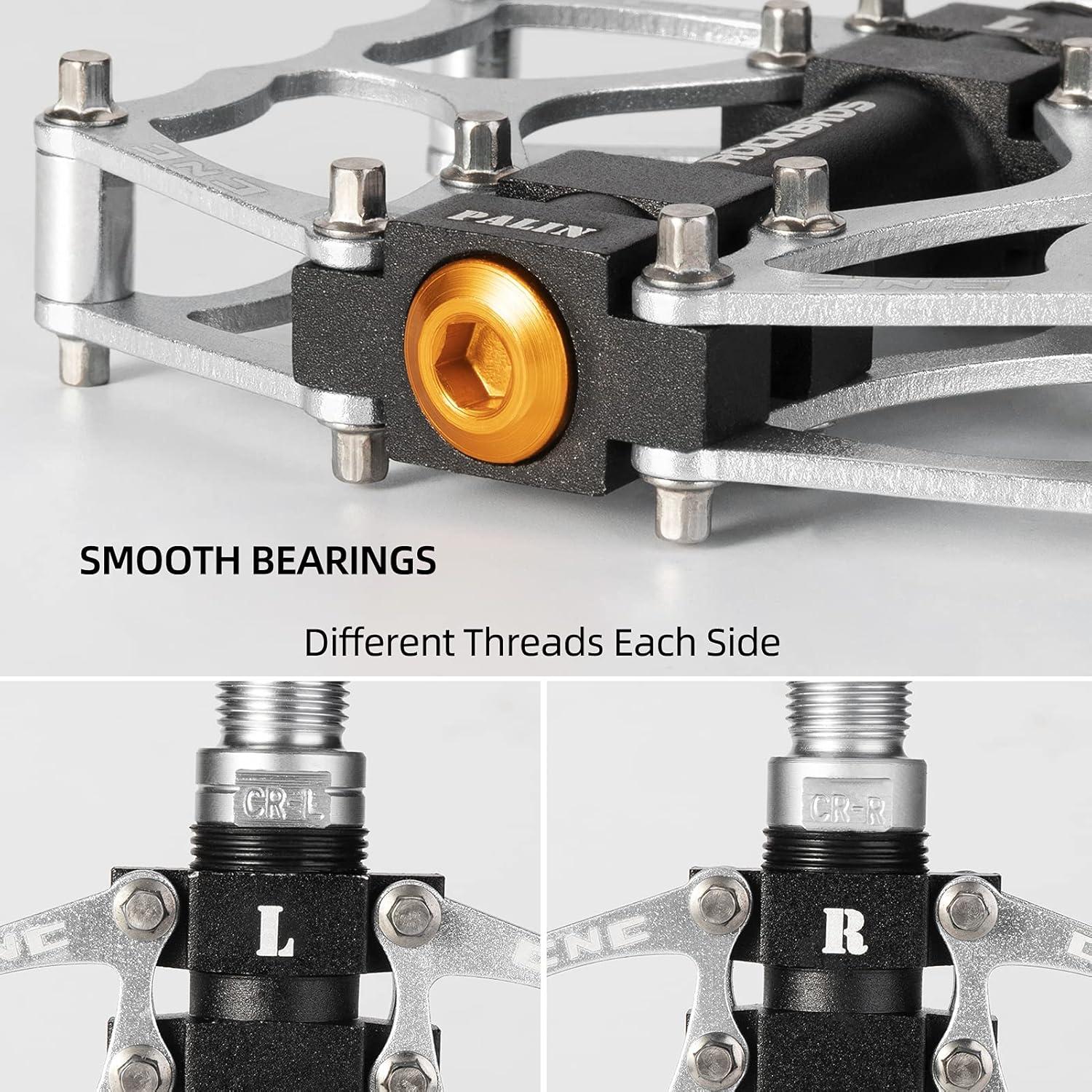 imageROCKBROS Mountain Bike Pedals MTB Pedals CNC NonSlip Lightweight Aluminum Alloy Bicycle Pedals Sealed Bearings Bicycle Platform Pedals 916 BMX Road Bike Pedalsilver