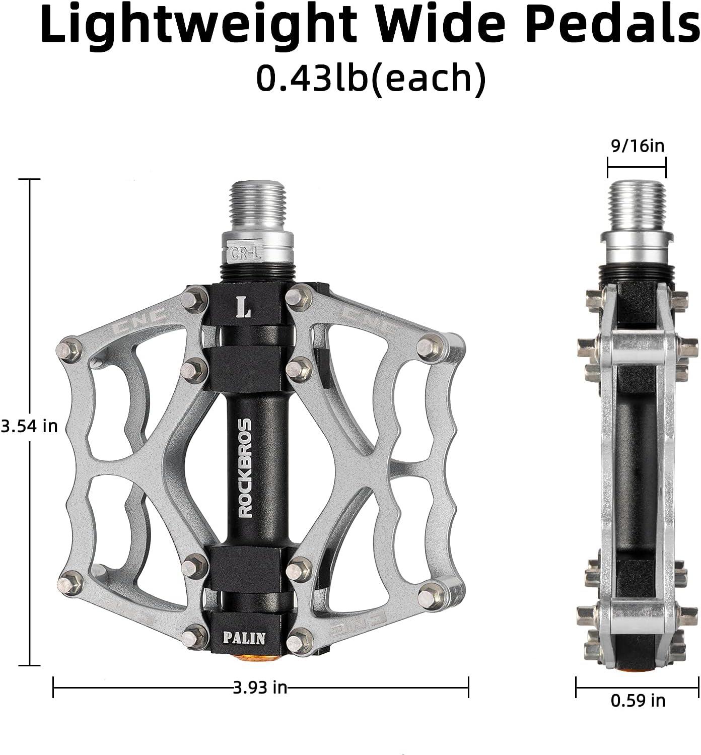 imageROCKBROS Mountain Bike Pedals MTB Pedals CNC NonSlip Lightweight Aluminum Alloy Bicycle Pedals Sealed Bearings Bicycle Platform Pedals 916 BMX Road Bike Pedalsilver