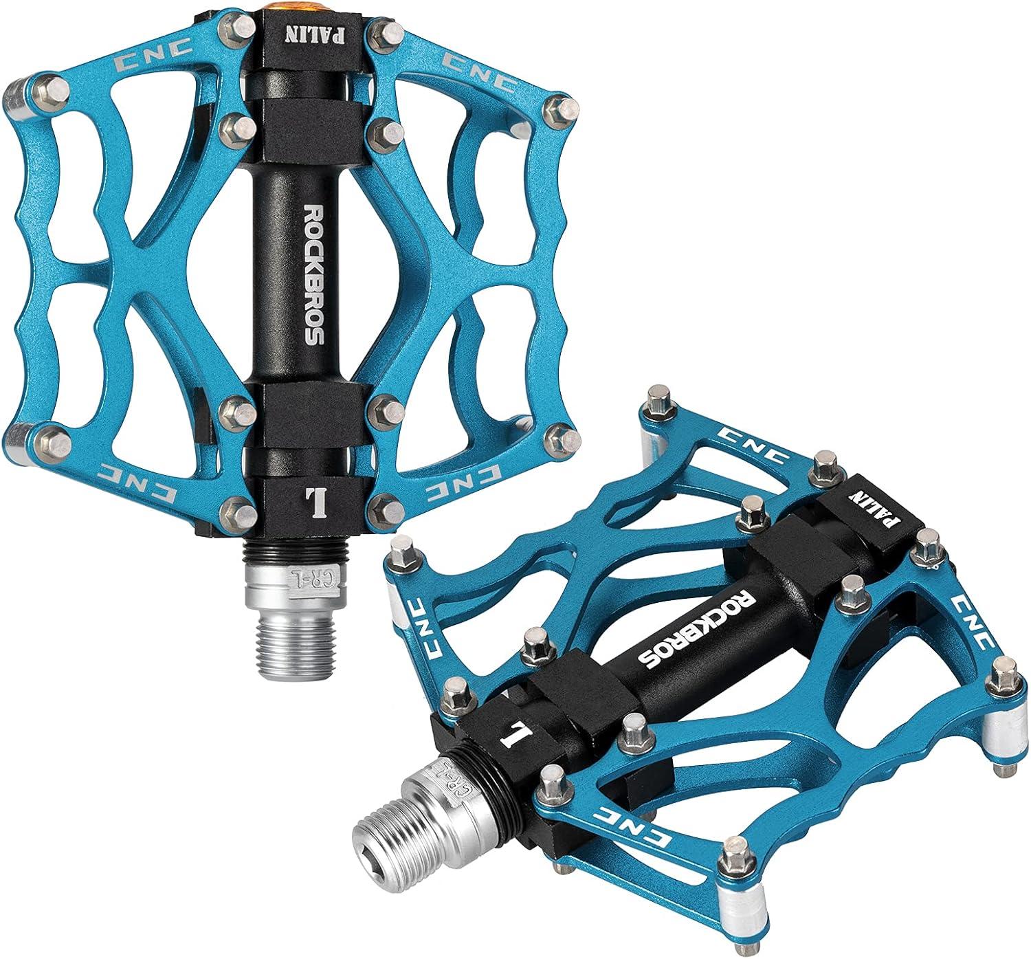 imageROCKBROS Mountain Bike Pedals MTB Pedals CNC NonSlip Lightweight Aluminum Alloy Bicycle Pedals Sealed Bearings Bicycle Platform Pedals 916 BMX Road Bike PedalBlue 2