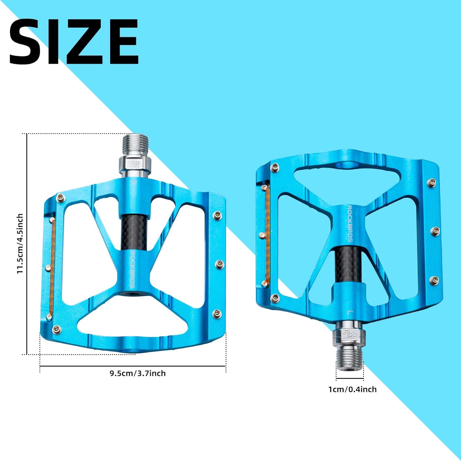 imageROCKBROS Mountain Bike Pedals MTB Pedals CNC NonSlip Lightweight Aluminum Alloy Bicycle Pedals Sealed Bearings Bicycle Platform Pedals 916 BMX Road Bike Pedalblue