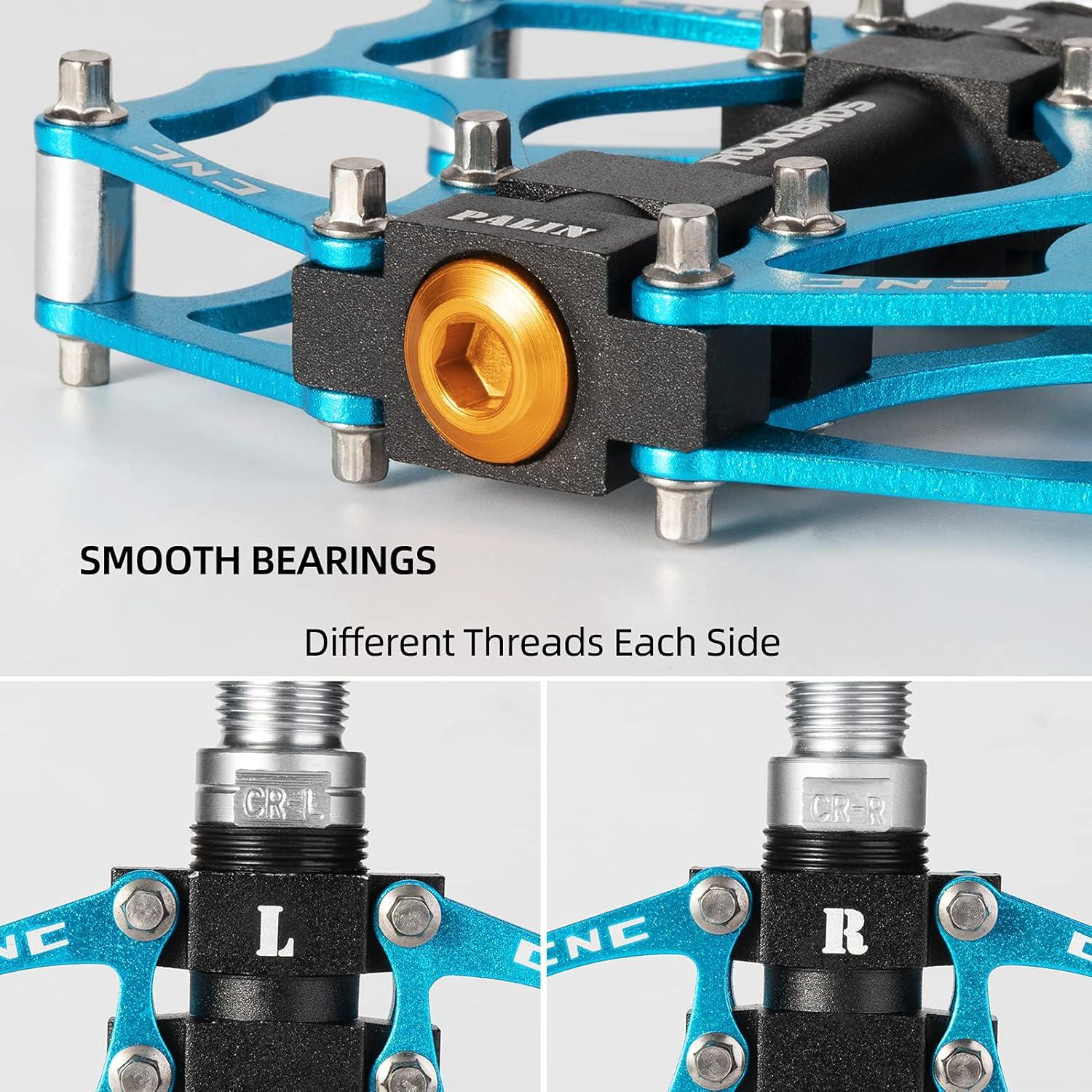 imageROCKBROS Mountain Bike Pedals MTB Pedals CNC NonSlip Lightweight Aluminum Alloy Bicycle Pedals Sealed Bearings Bicycle Platform Pedals 916 BMX Road Bike PedalBlue 2