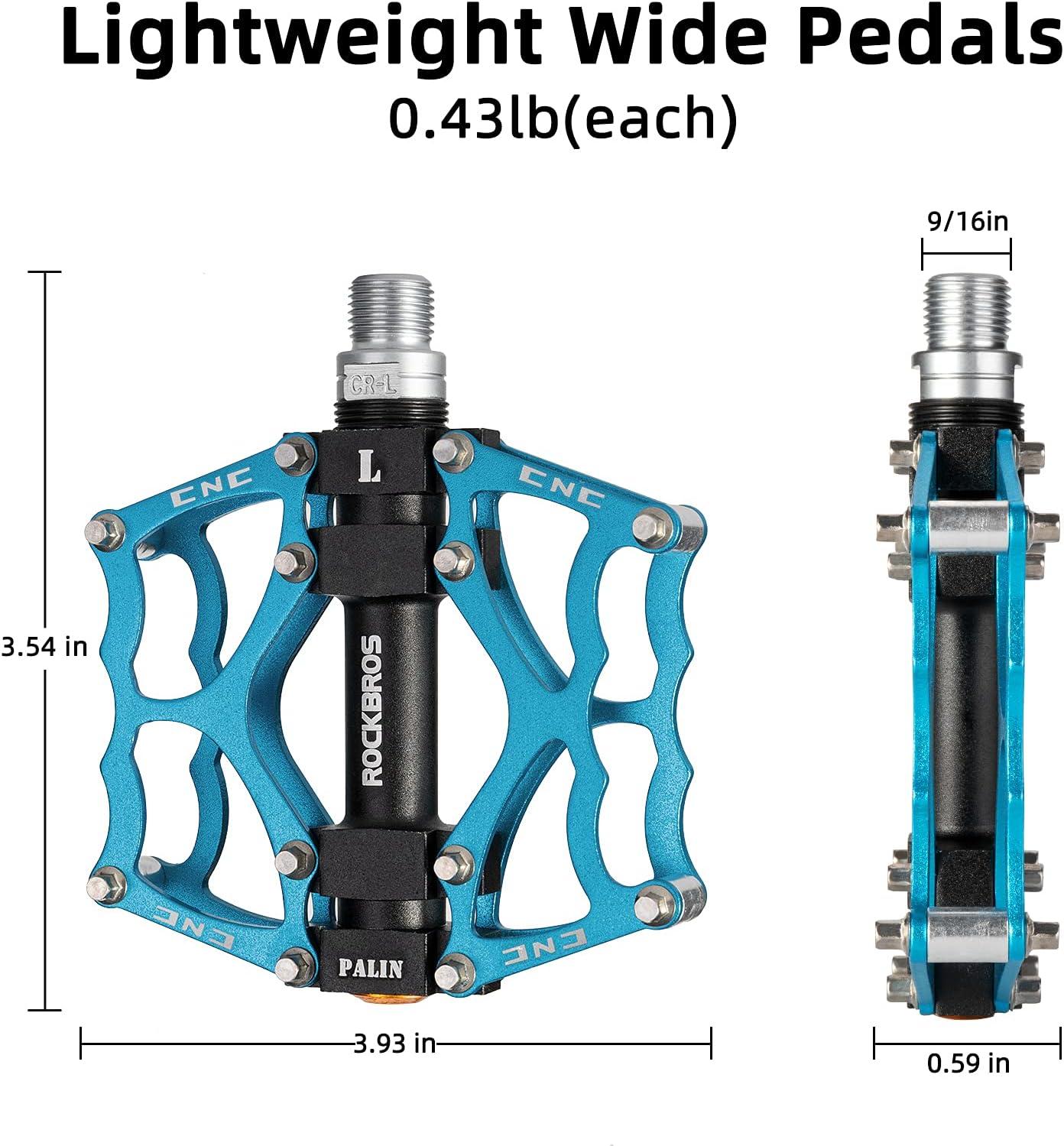 imageROCKBROS Mountain Bike Pedals MTB Pedals CNC NonSlip Lightweight Aluminum Alloy Bicycle Pedals Sealed Bearings Bicycle Platform Pedals 916 BMX Road Bike PedalBlue 2