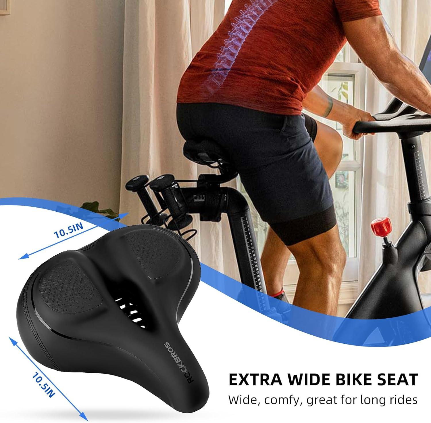 imageROCKBROS Oversized Bike Seat for Peloton Bike Seat Replacement Wide Comfortable Bike Seat Cushion Exercise Bike Seat