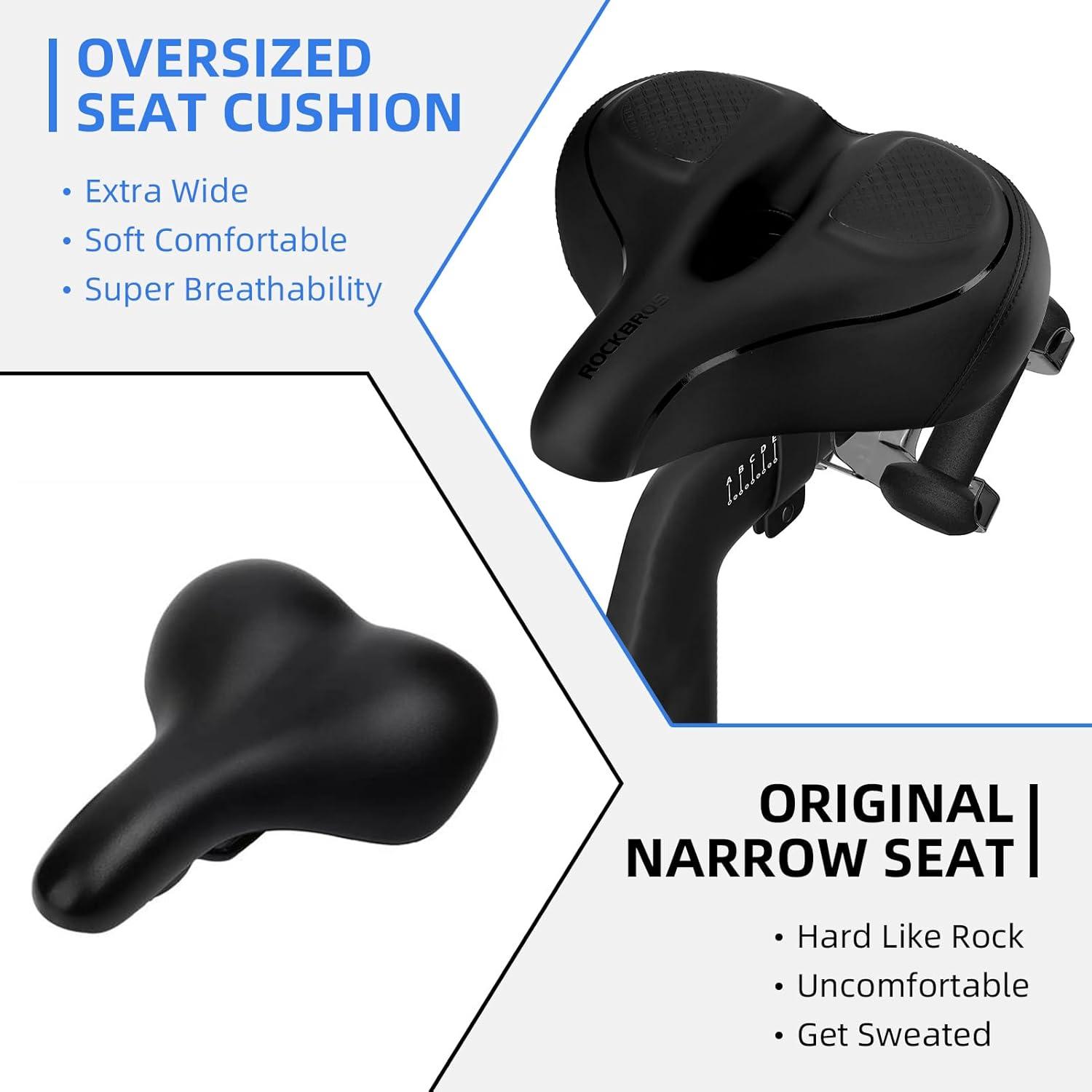 imageROCKBROS Oversized Bike Seat for Peloton Bike Seat Replacement Wide Comfortable Bike Seat Cushion Exercise Bike Seat