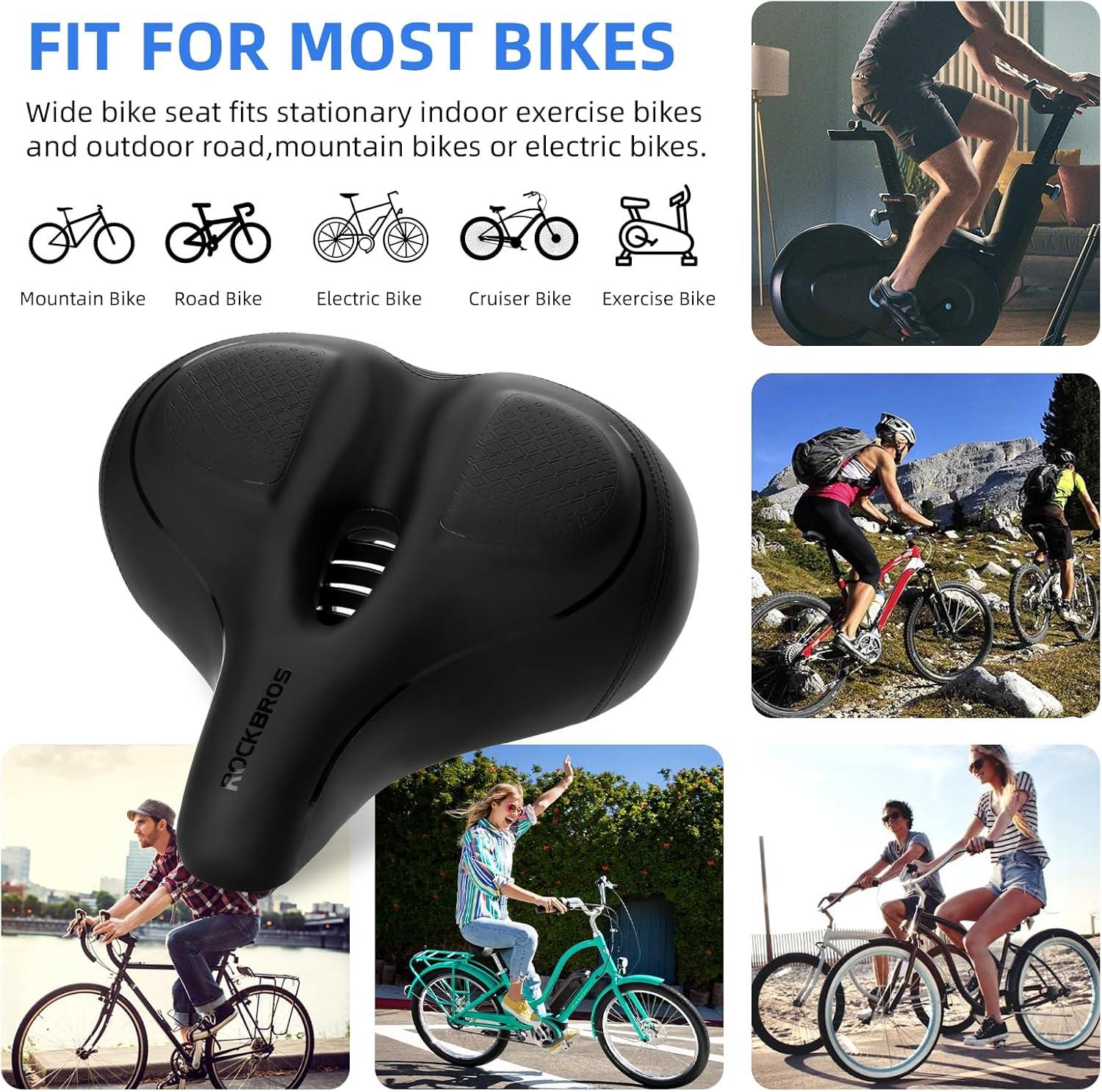 imageROCKBROS Oversized Bike Seat for Peloton Bike Seat Replacement Wide Comfortable Bike Seat Cushion Exercise Bike Seat
