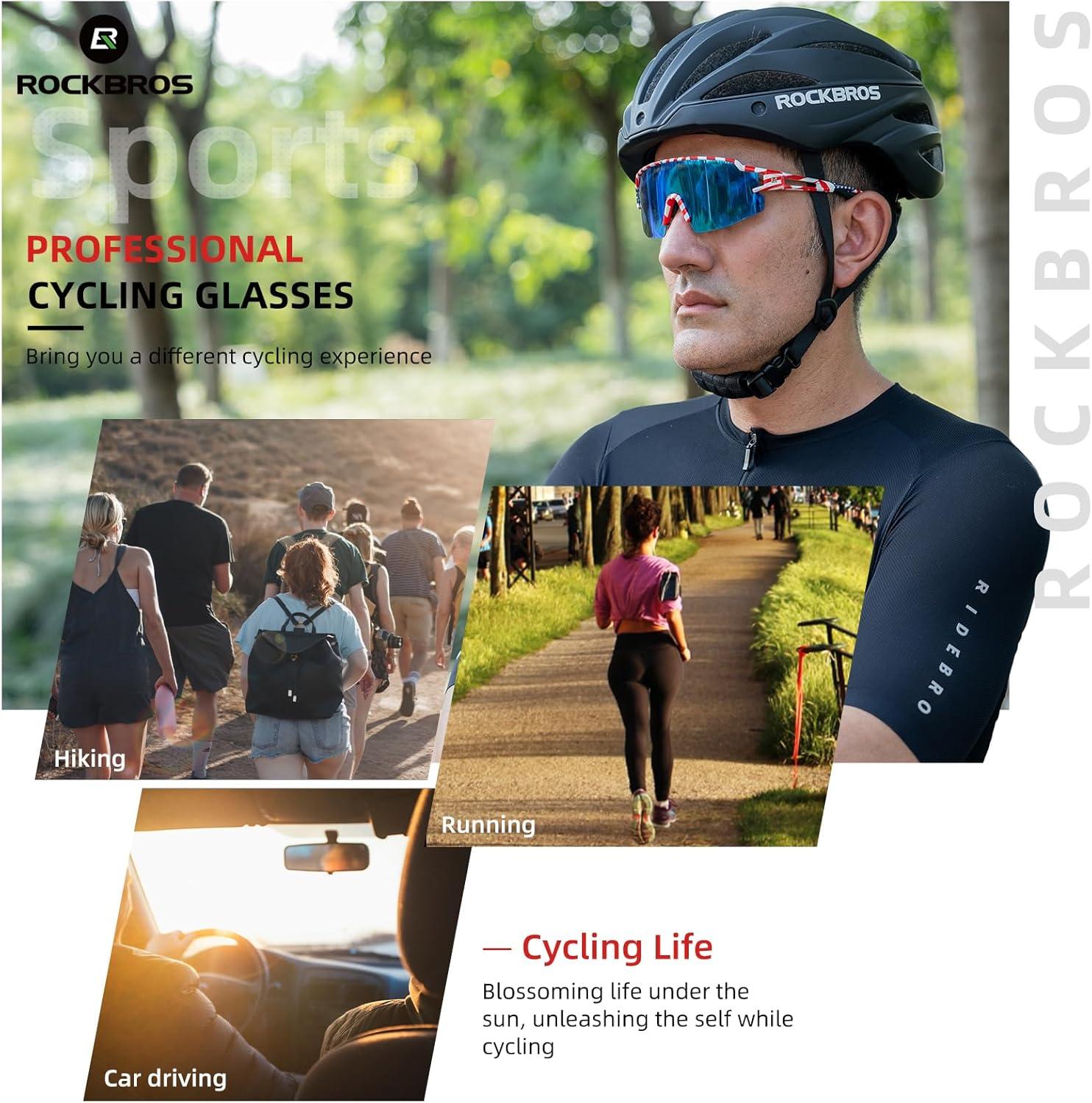 imageROCKBROS Photochromic Sports Sunglasses for Men Women Cycling UV ProtectionFlag Polarized