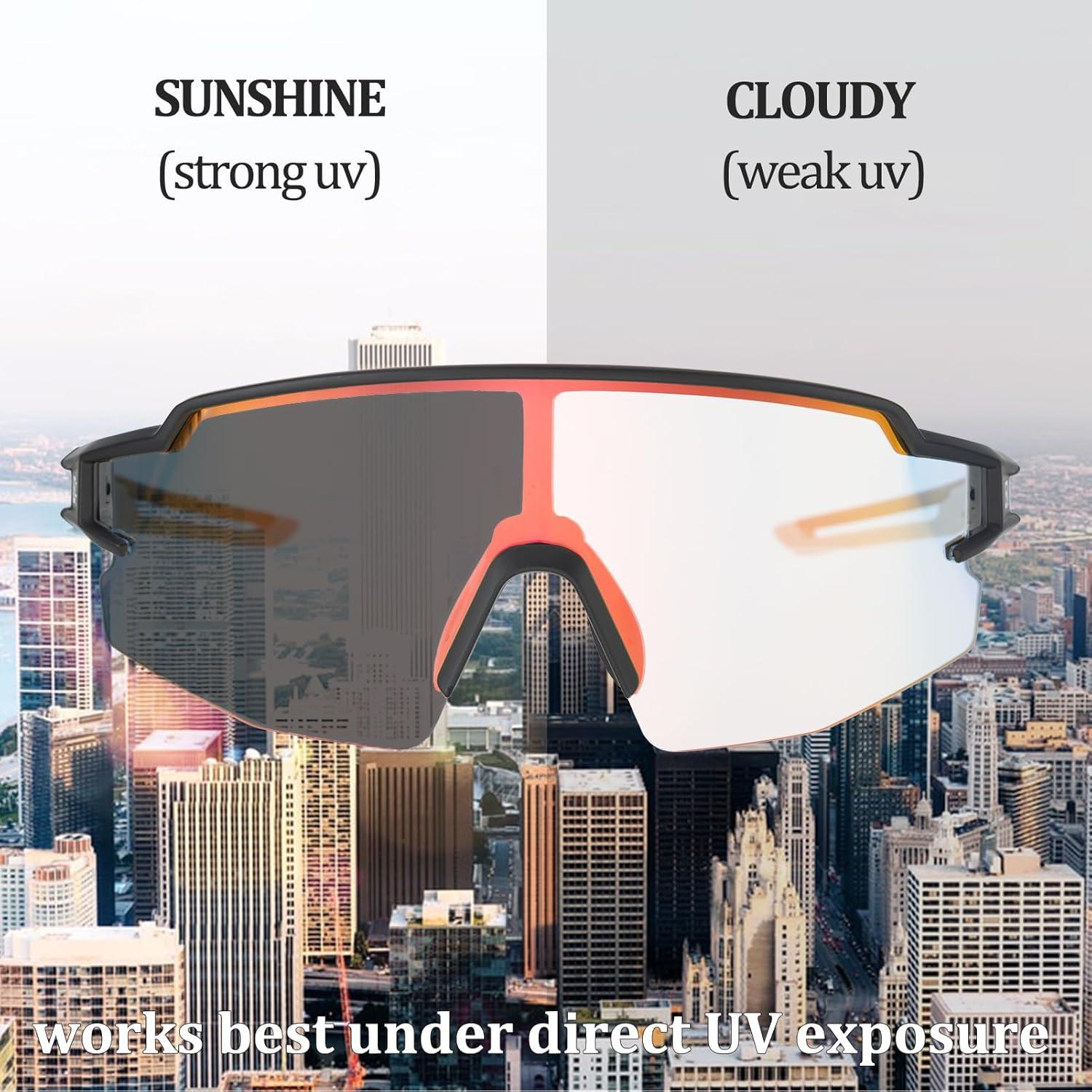 imageROCKBROS Photochromic Sports Sunglasses for Men Women Cycling UV ProtectionGrey