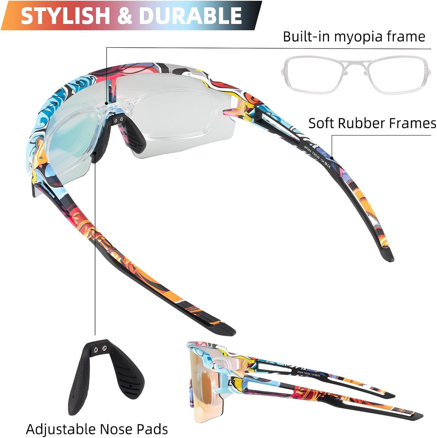 imageROCKBROS Photochromic Sports Sunglasses for Men Women Cycling UV ProtectionMulticolor