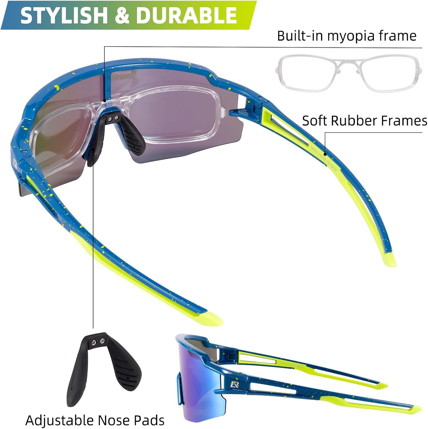 imageROCKBROS Photochromic Sports Sunglasses for Men Women Cycling UV ProtectionSprinkle Blue Polarized