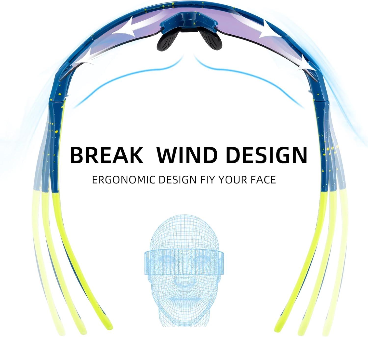 imageROCKBROS Photochromic Sports Sunglasses for Men Women Cycling UV ProtectionSprinkle Blue Polarized