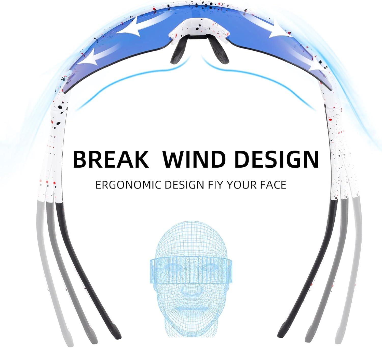 imageROCKBROS Photochromic Sports Sunglasses for Men Women Cycling UV ProtectionSprinkle White Blue Polarized