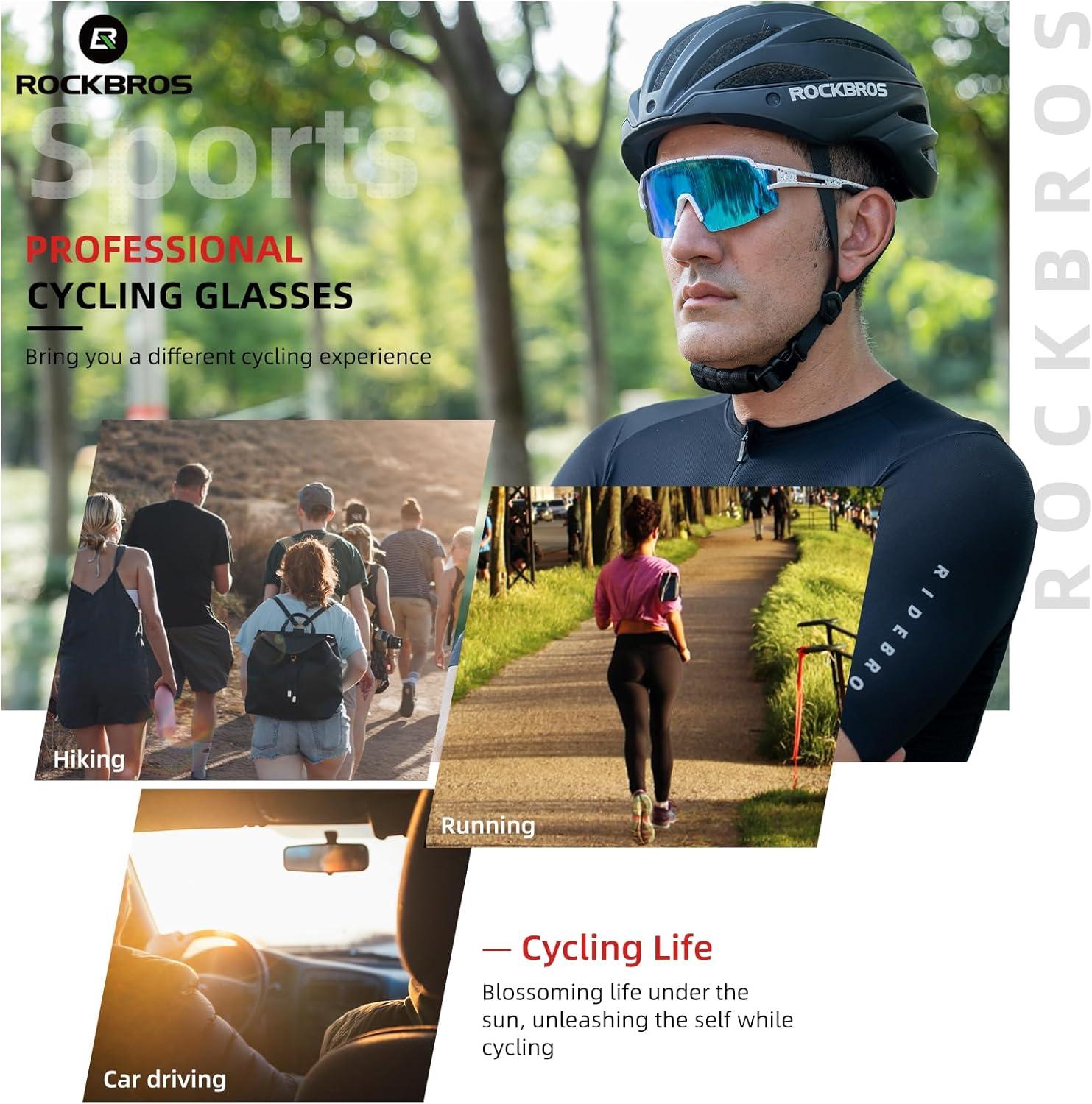 imageROCKBROS Photochromic Sports Sunglasses for Men Women Cycling UV ProtectionSprinkle White Blue Polarized