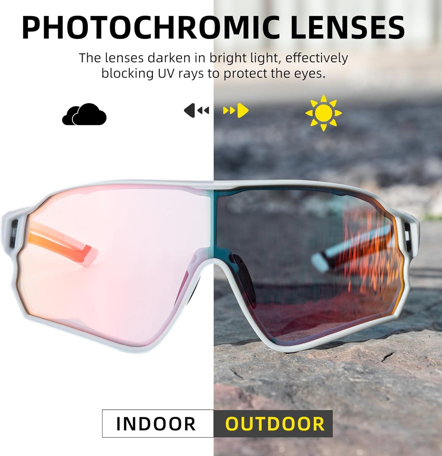 imageROCKBROS Photochromic Sunglasses UV Protection for Women Men Cycling Sunglasses
