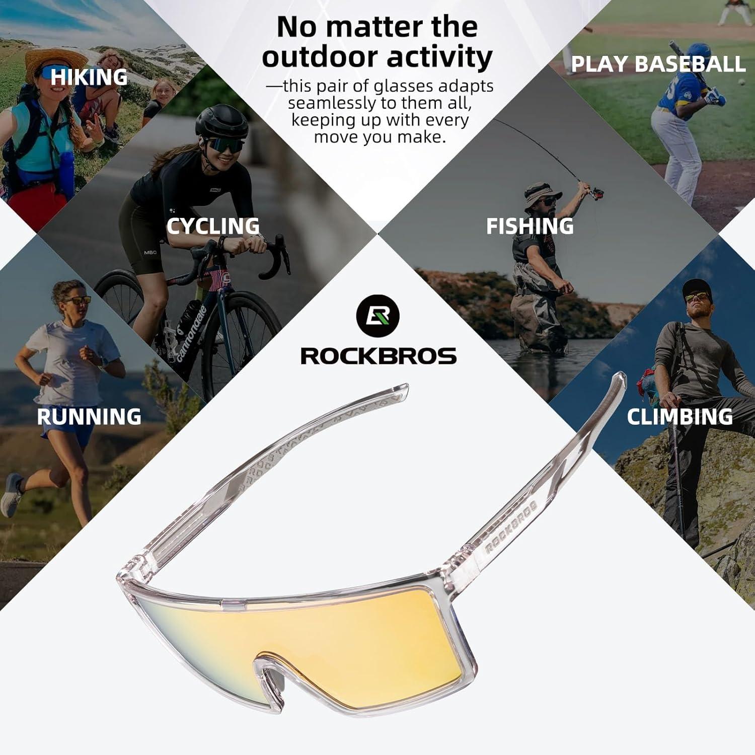 imageROCKBROS PhotochromicPolarized Cycling Glasses UV400 Bike Glasses Lightweight Biking Sunglasses for Outdoor SportsBright Clearpolarized Version