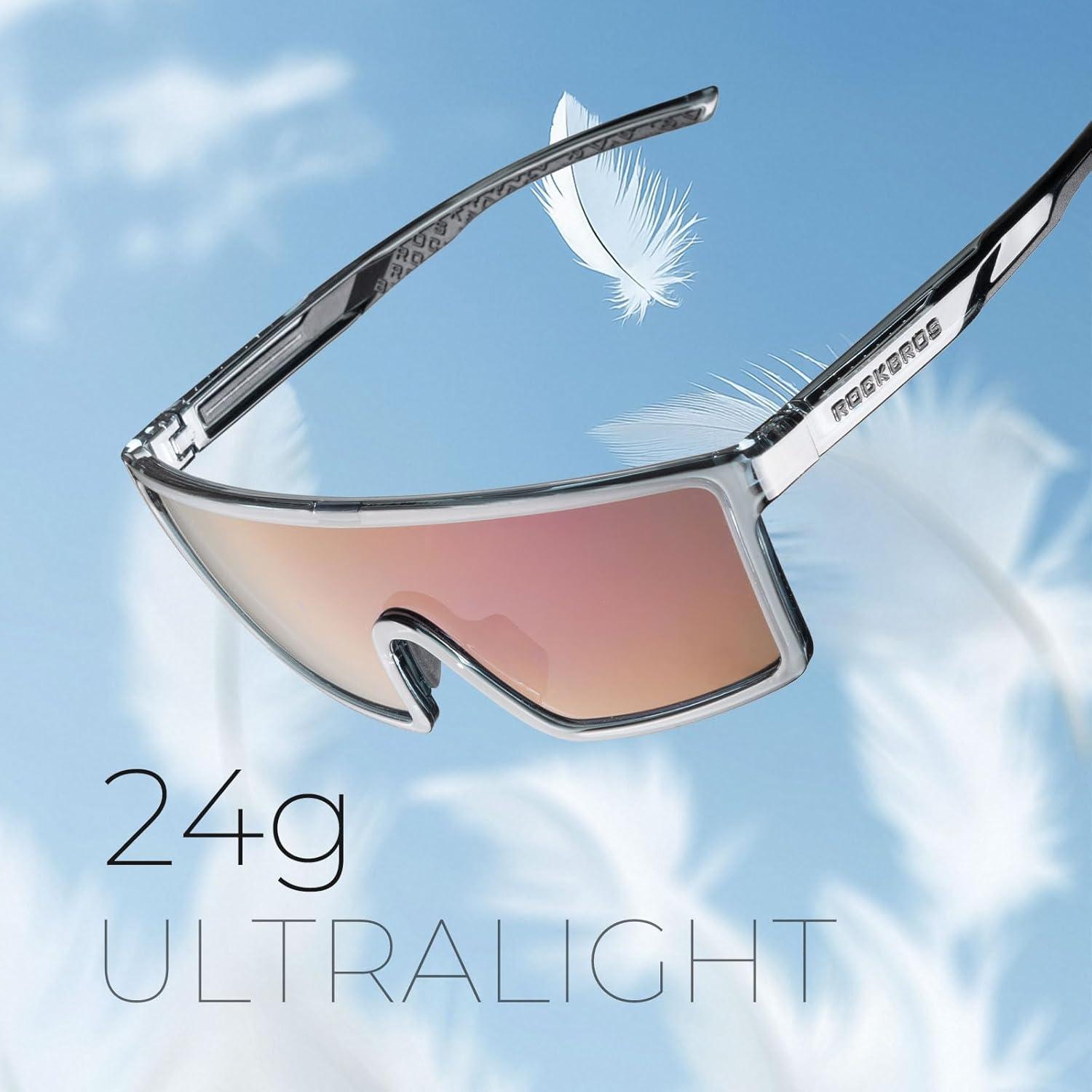 imageROCKBROS PhotochromicPolarized Cycling Glasses UV400 Bike Glasses Lightweight Biking Sunglasses for Outdoor SportsBright Dark Graypolarized Version