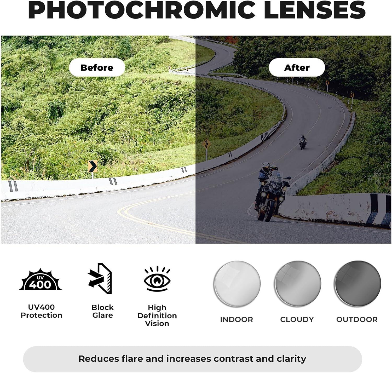 imageROCKBROS PhotochromicPolarized Cycling Glasses UV400 Bike Glasses Lightweight Biking Sunglasses for Outdoor SportsTransparentphotochromic Version