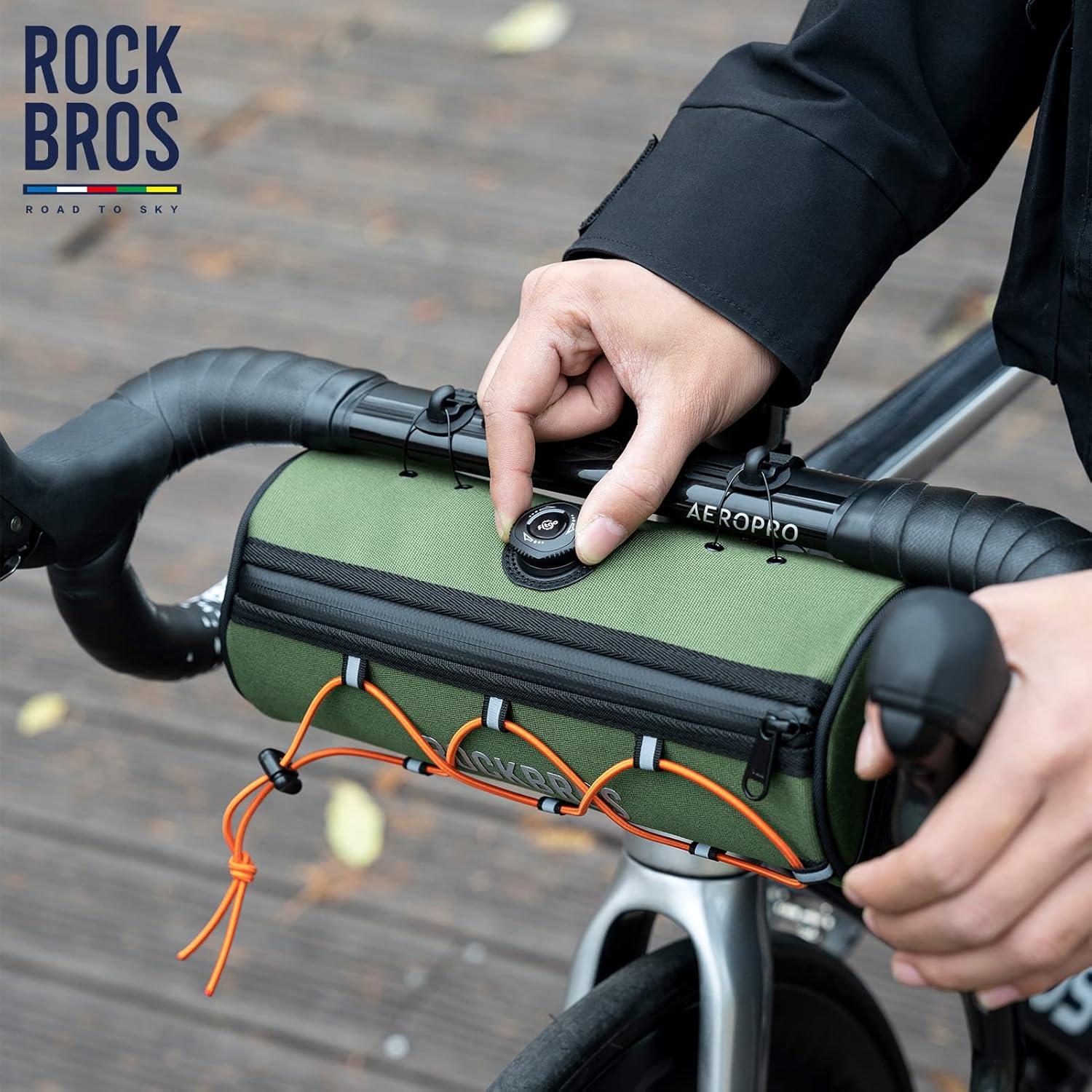 imageROCKBROS ROAD TO SKY Bike Handlebar Bag Bicycle Front Bag Bag Storage Bag Lightweight amp Sturdy Bicycle Handlebar bag for Road Mountain Bike 2LBlackGreen