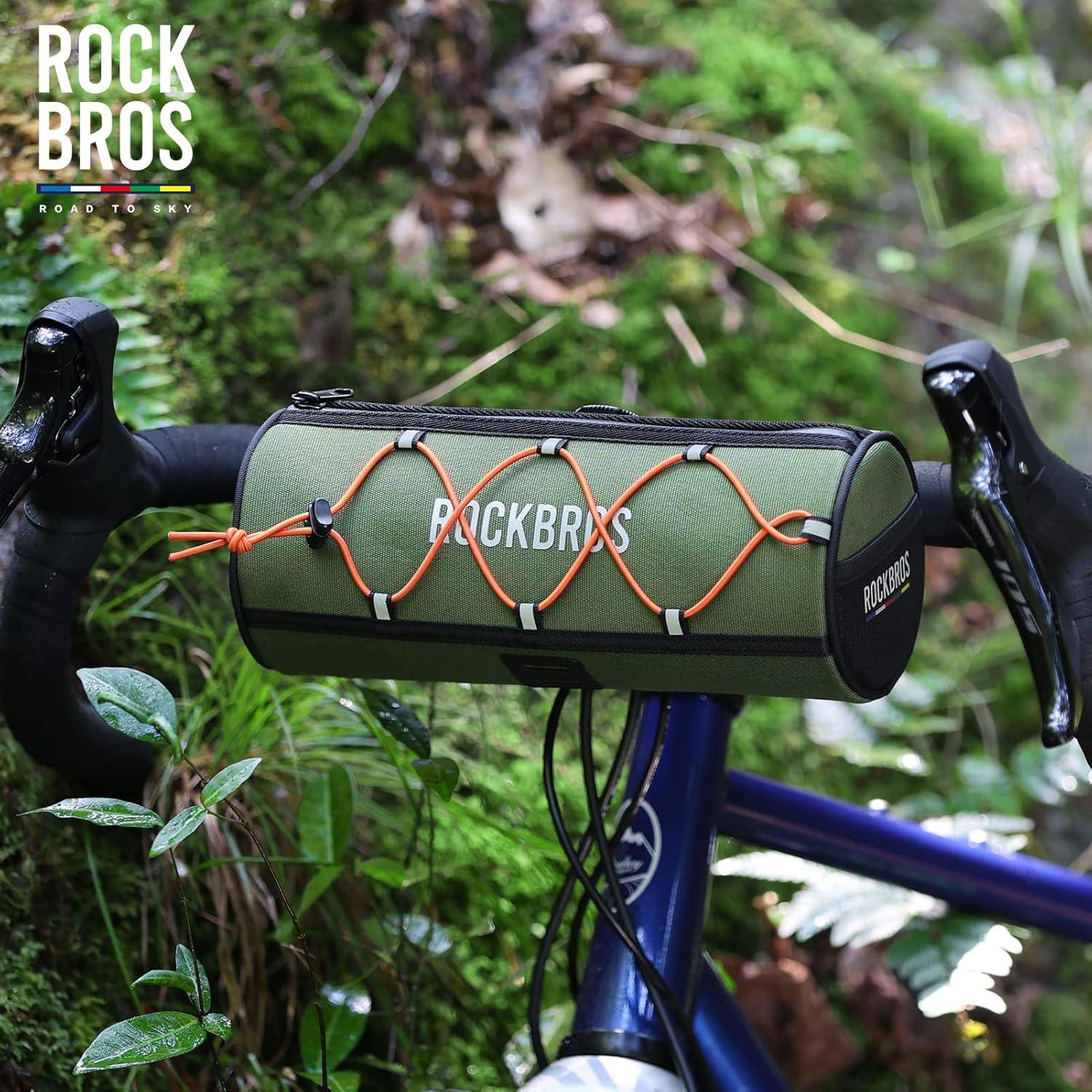 imageROCKBROS ROAD TO SKY Bike Handlebar Bag Bicycle Front Bag Bag Storage Bag Lightweight amp Sturdy Bicycle Handlebar bag for Road Mountain Bike 2LBlackGreen