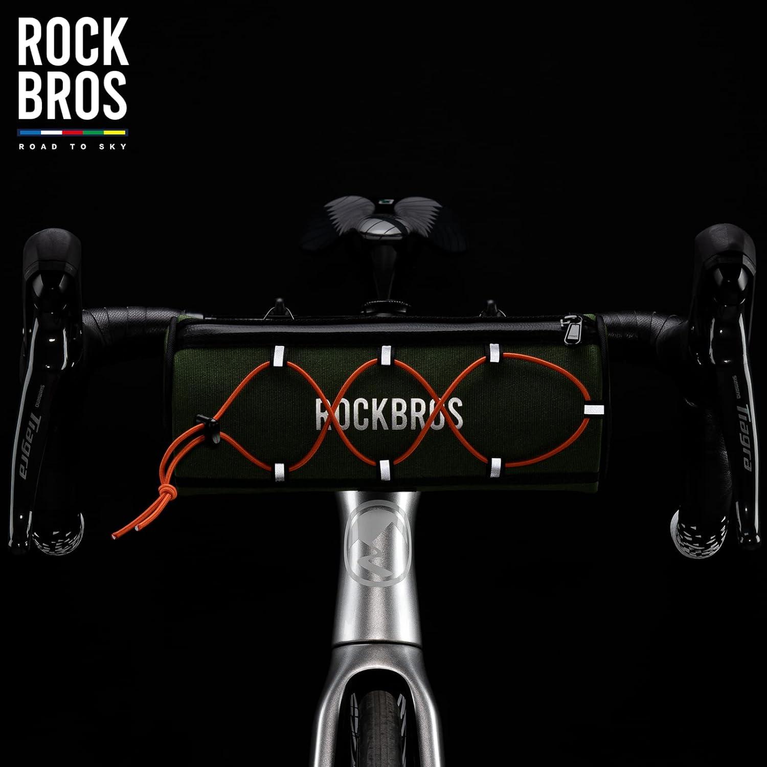 imageROCKBROS ROAD TO SKY Bike Handlebar Bag Bicycle Front Bag Bag Storage Bag Lightweight amp Sturdy Bicycle Handlebar bag for Road Mountain Bike 2LBlackGreen