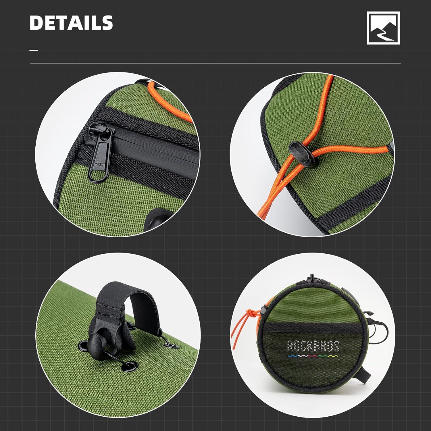 imageROCKBROS ROAD TO SKY Bike Handlebar Bag Bicycle Front Bag Bag Storage Bag Lightweight amp Sturdy Bicycle Handlebar bag for Road Mountain Bike 2LBlackGreen