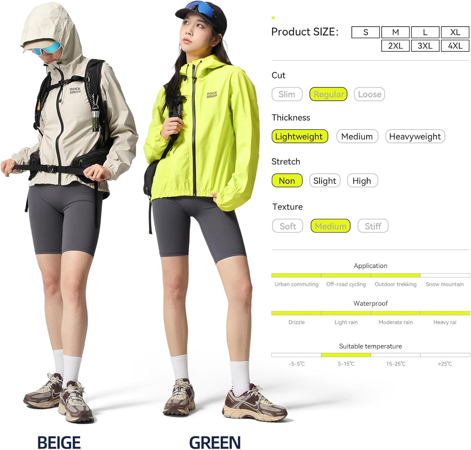 imageROCKBROS Reflective Cycling Rain Jacket for Men Cycling Bike Rain Jacket Waterproof Windbreaker Biking Hiking Running