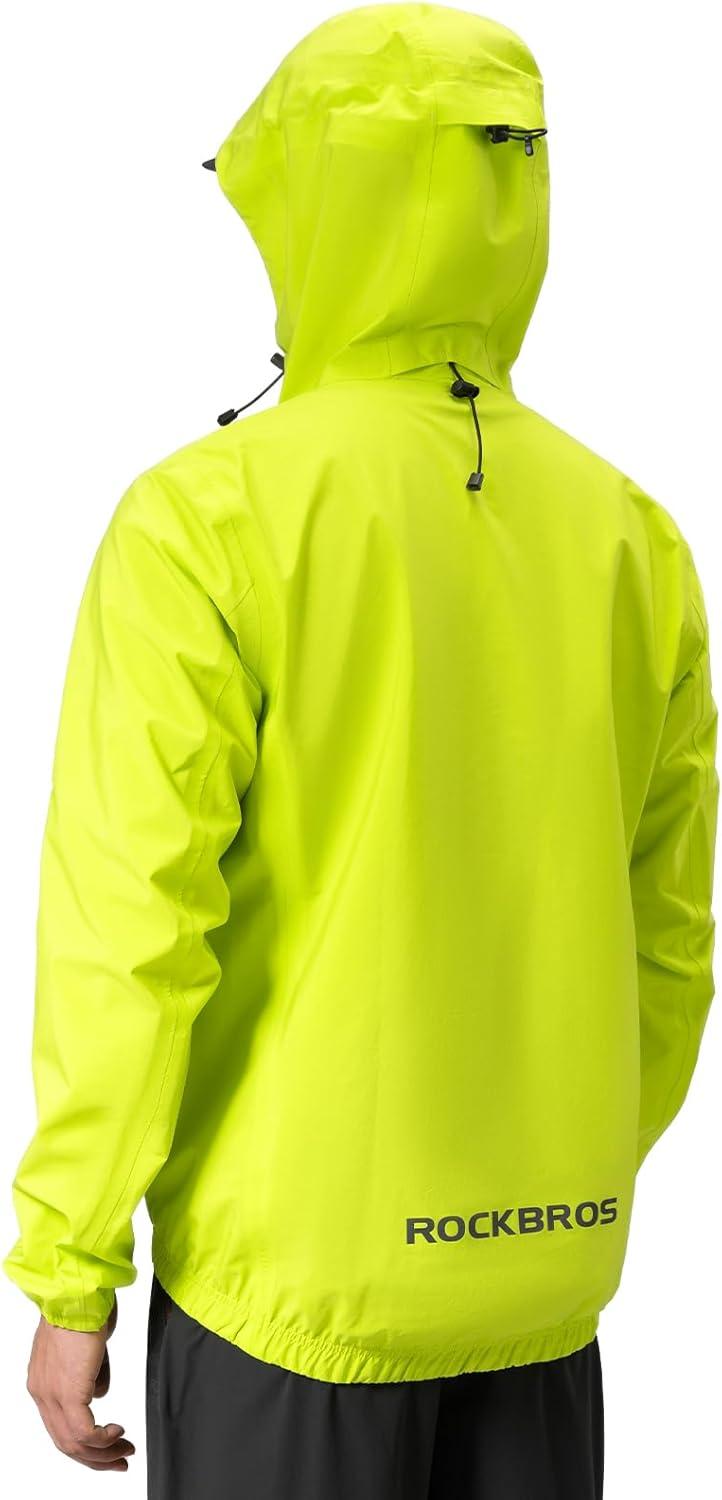 imageROCKBROS Reflective Cycling Rain Jacket for Men Cycling Bike Rain Jacket Waterproof Windbreaker Biking Hiking Running