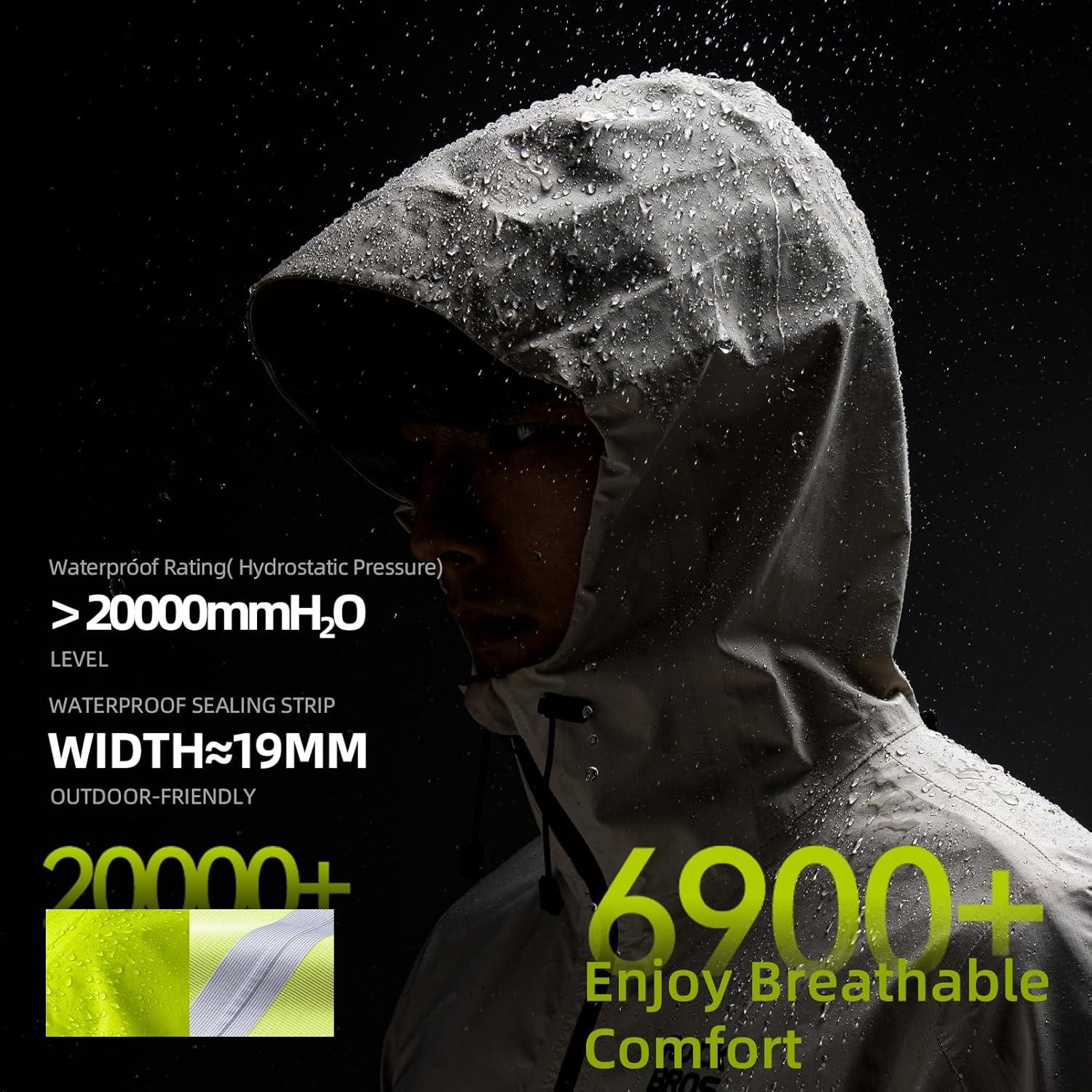 imageROCKBROS Reflective Cycling Rain Jacket for Men Cycling Bike Rain Jacket Waterproof Windbreaker Biking Hiking Running