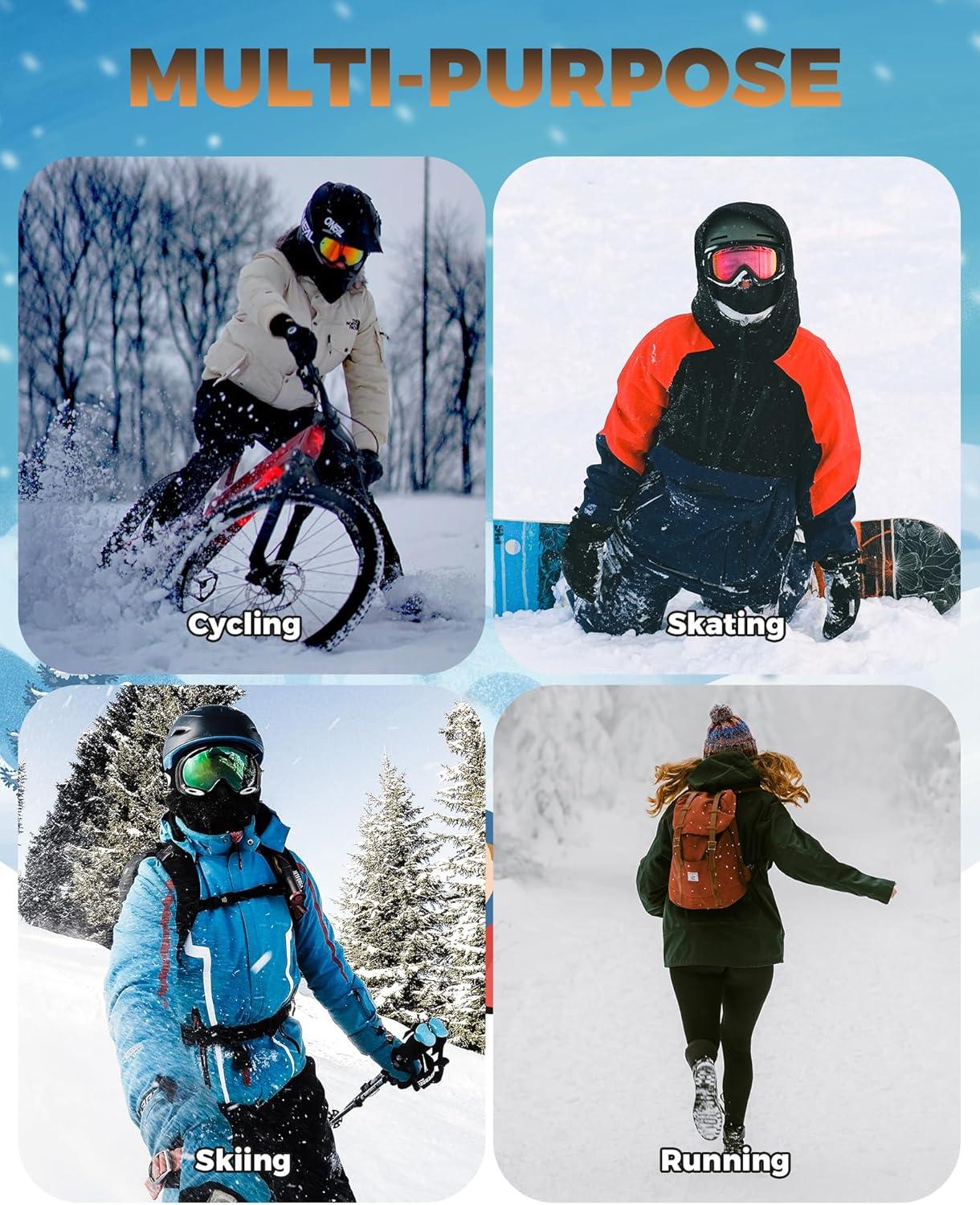 imageROCKBROS Ski Mask for Kids Balaclava Windproof Winter Mask for Cold Weather Neck Gaiter for Skiing Snowboarding OutdoorBlack