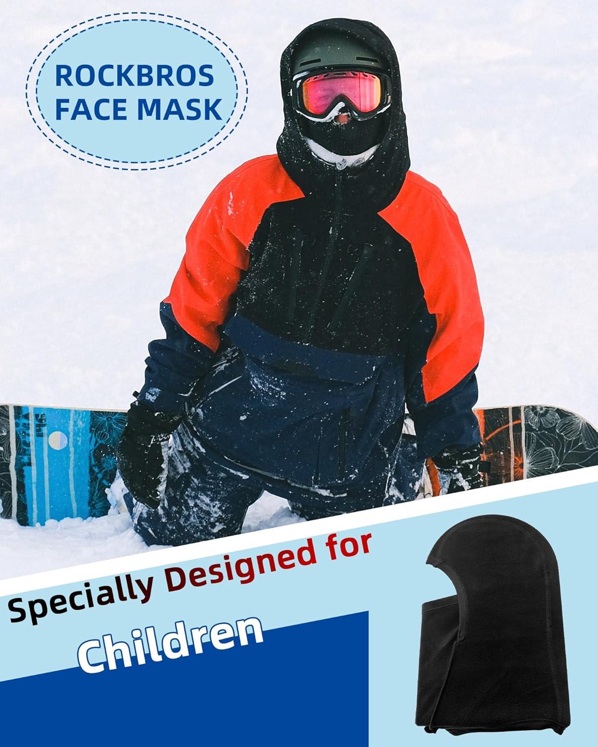 imageROCKBROS Ski Mask for Kids Balaclava Windproof Winter Mask for Cold Weather Neck Gaiter for Skiing Snowboarding OutdoorGrey