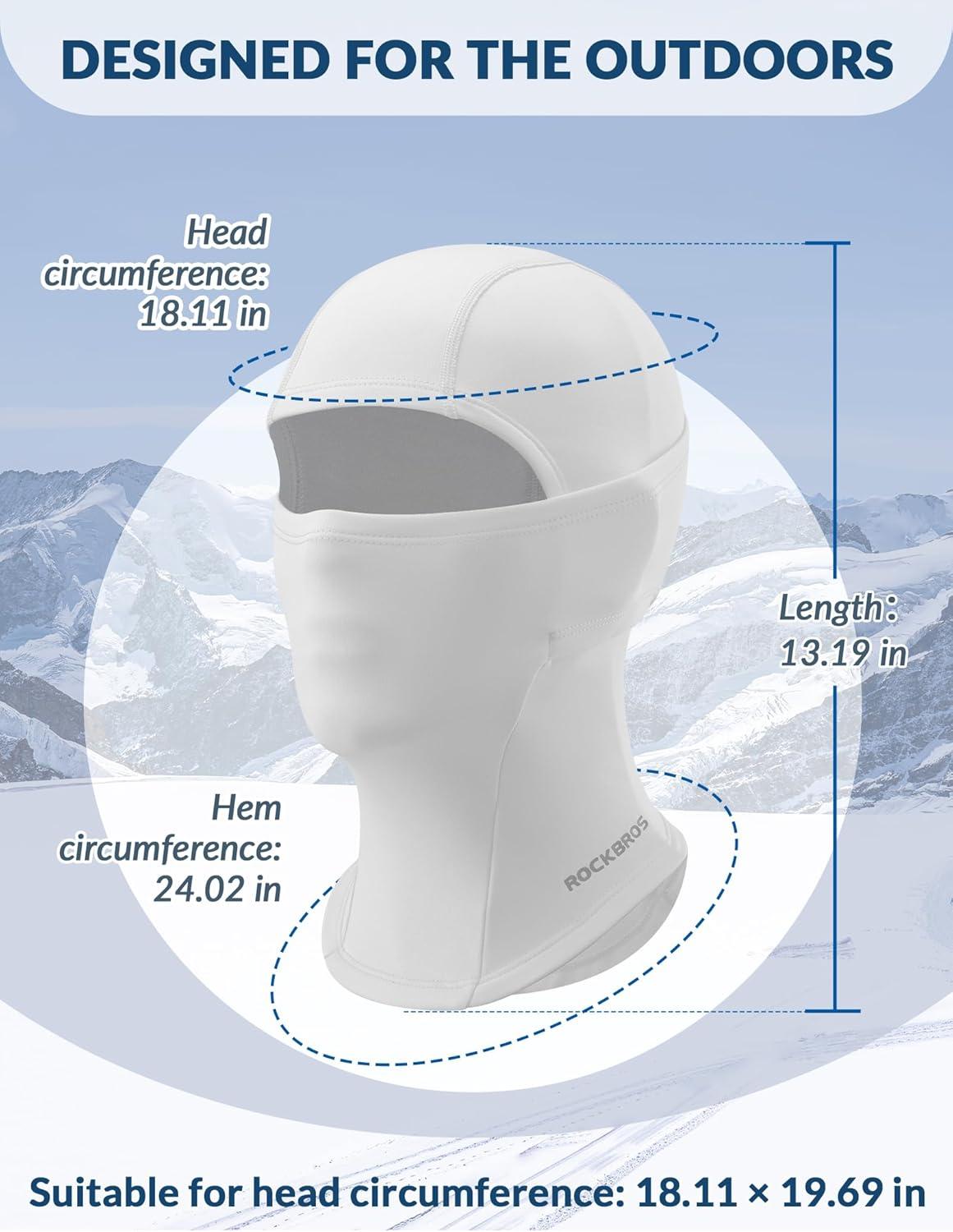 imageROCKBROS Ski Mask for Kids Balaclava Windproof Winter Mask for Cold Weather Neck Gaiter for Skiing Snowboarding OutdoorWhite